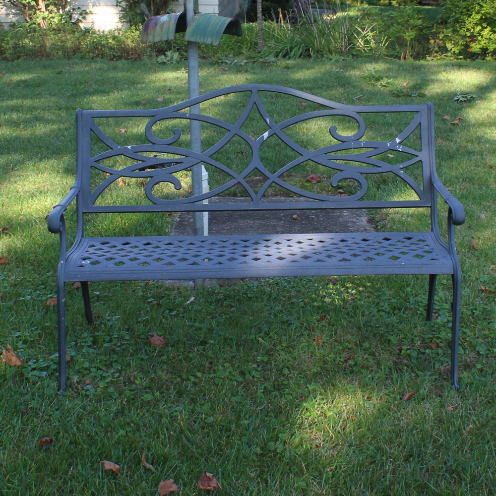 Black Metal Patio Bench EBTH