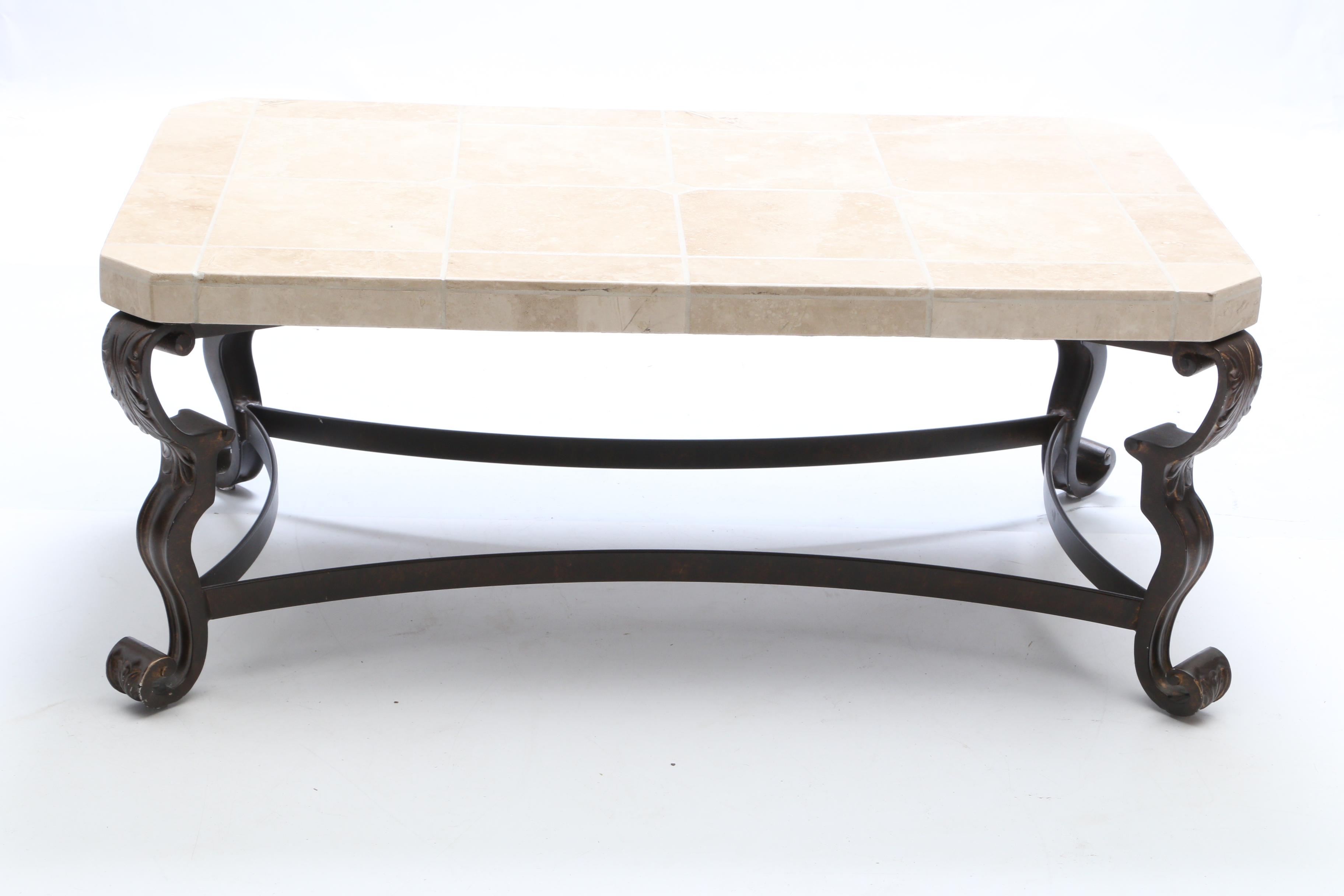 Contemporary Tile Top Metal Coffee Table EBTH