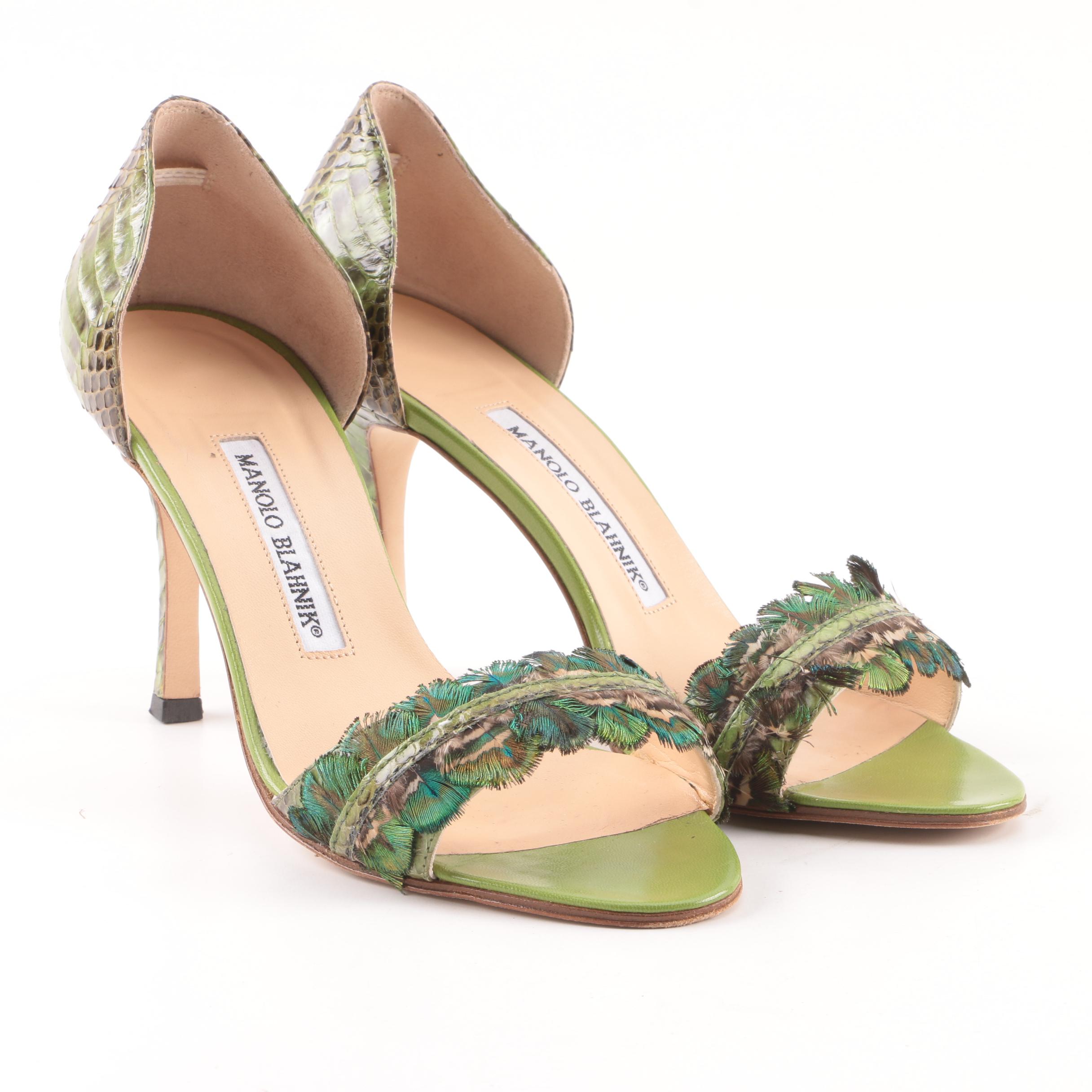 green feather heels