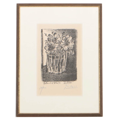 Pablo Picasso 1950 Transfer Lithograph "Fleurs dans un vase (sans la lettre)" Pablo Picasso 1950 Transfer Lithograph "Fleurs dans un vase (sans la lettre)"