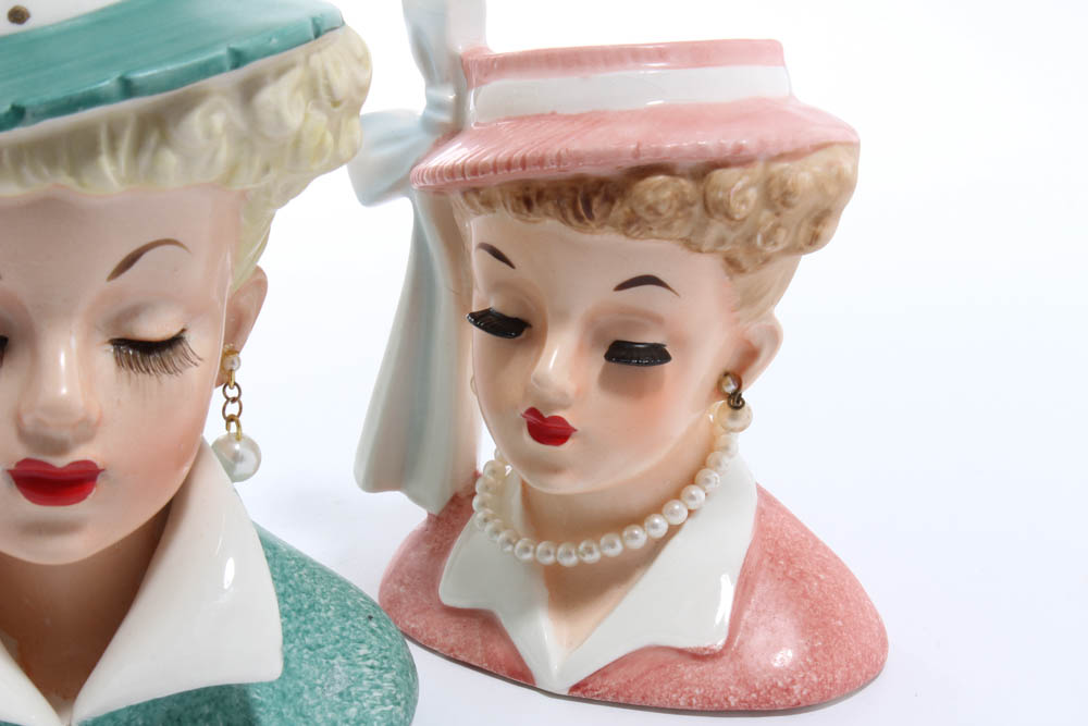 Napco Lady Head Vases EBTH