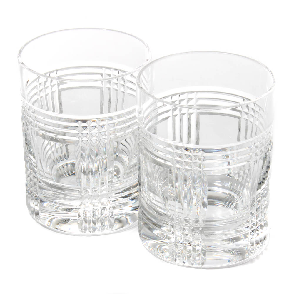 Ralph Lauren "Glen Plaid" Crystal Double Old Fashioned Glasses EBTH