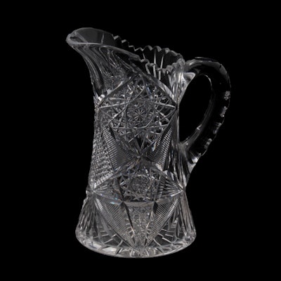 Antique American Brilliant Period Cut Glass Pitcher Antique American Brilliant Period Cut Glass Pitcher