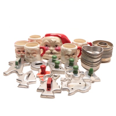 Santa Claus Mugs and Planter with Cookie Cutters and Small Molds Santa Claus Mugs and Planter with Cookie Cutters and Small Molds