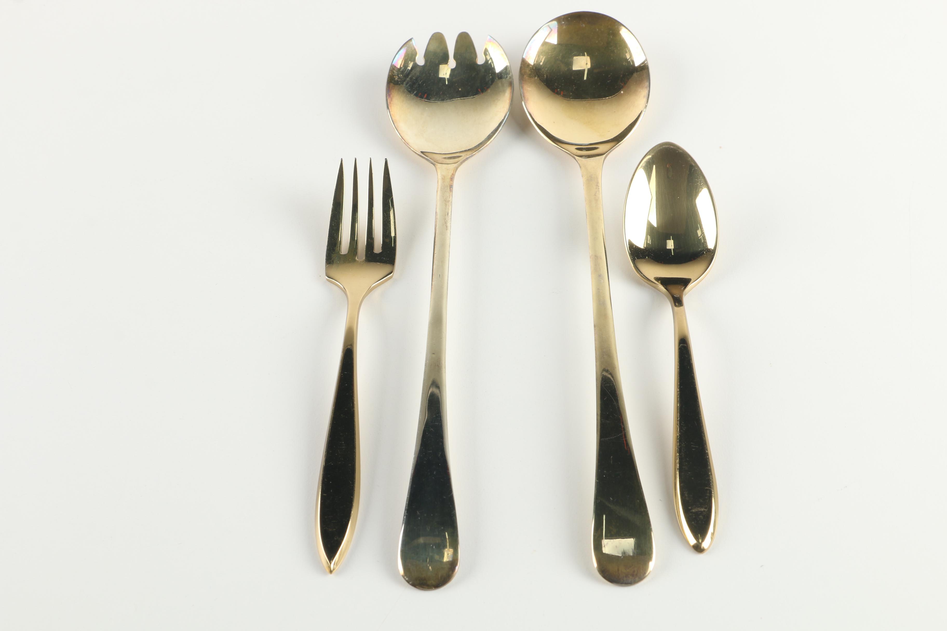 Dirilyte "Regal" Dirigold Flatware with Sheffield Silver Plate Salad Serving Set EBTH