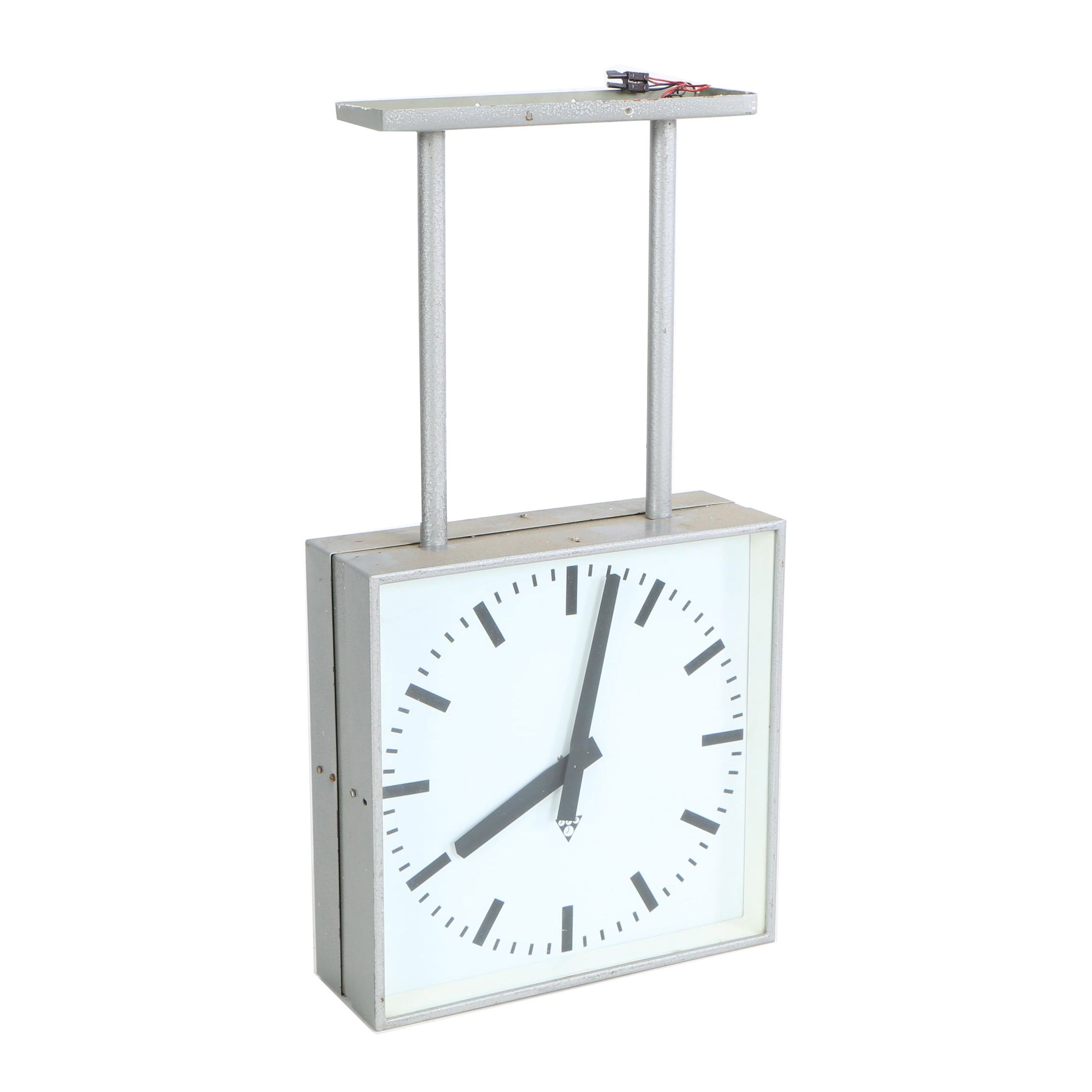 Mid Century Double Sided Railroad Station Clock EBTH