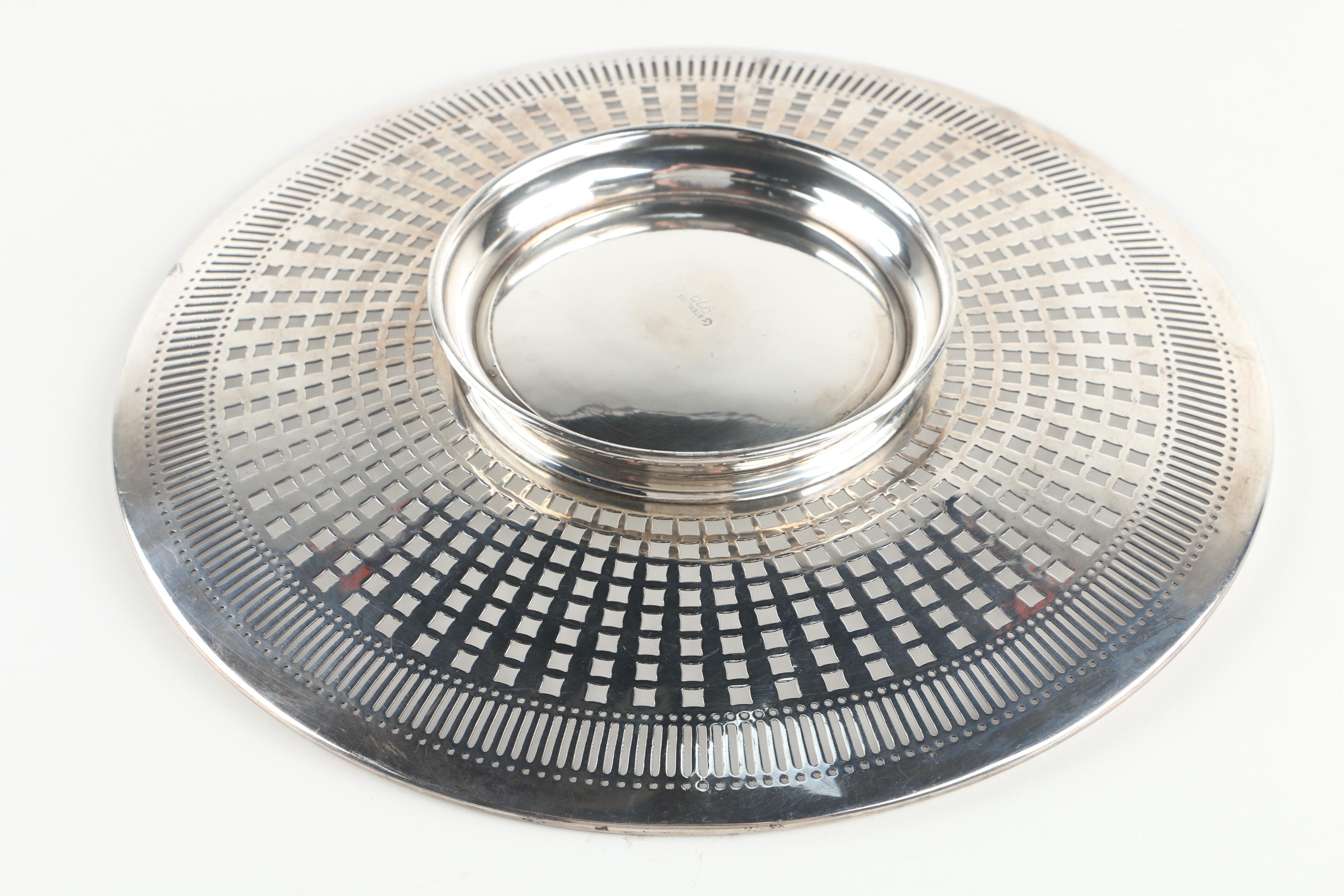 Watrous Mfg. Co. Sterling Silver Pierced Footed Platter EBTH