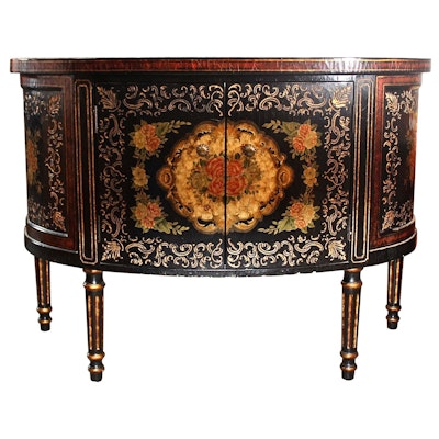 Vintage Buffet With Crackled Flower Design Vintage Buffet With Crackled Flower Design