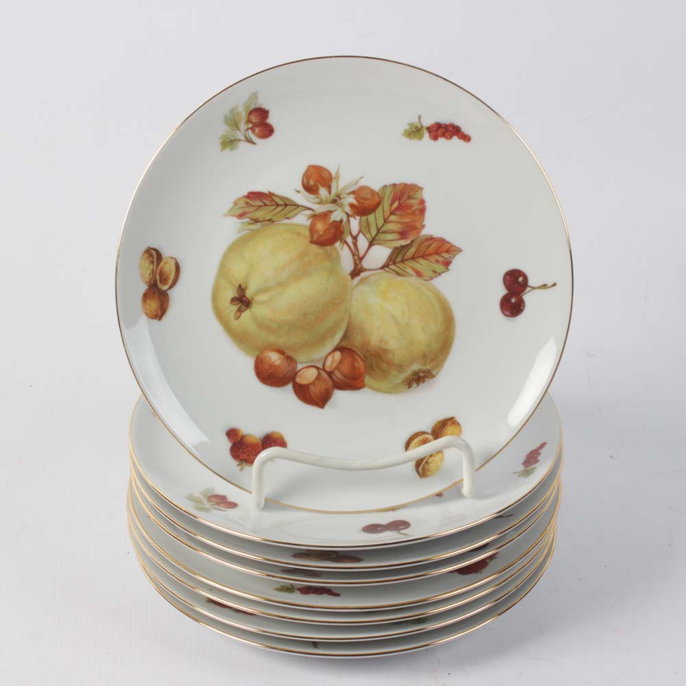 Seltmann Weiden Bavaria Salad Plates Fruit & Nuts Pattern Set of Eight