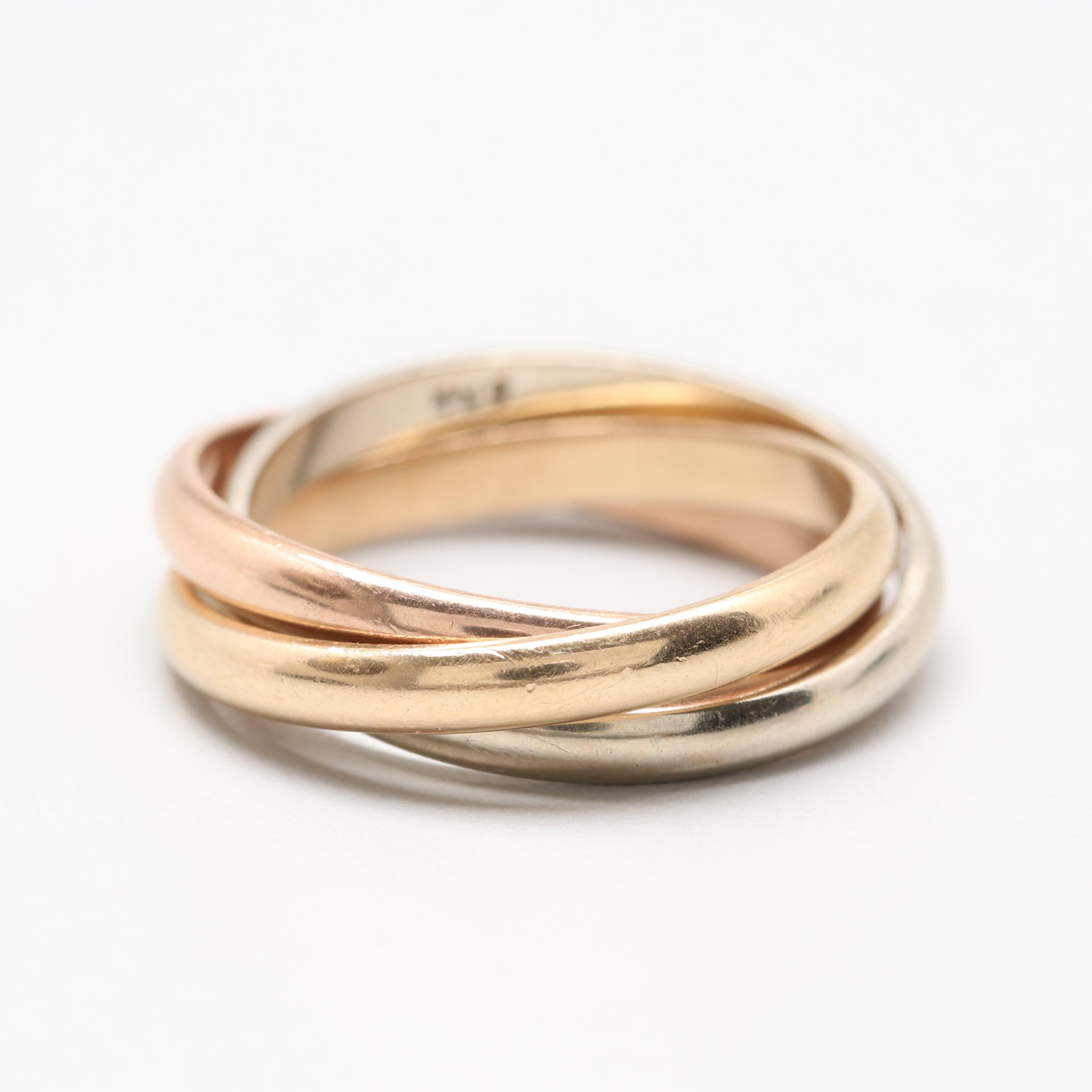 14K Tri Color Gold Rolling Ring EBTH