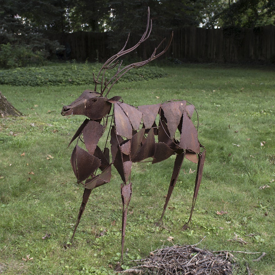 Metal Stag Outdoor Abstract Sculpture