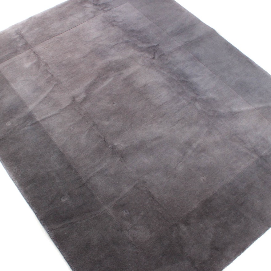 Pottery Barn Hand Tufted Henley Border Blue Room Size Rug Ebth