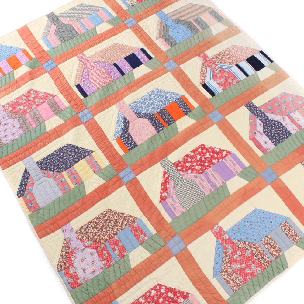 Vintage Log Cabin Quilt Ebth