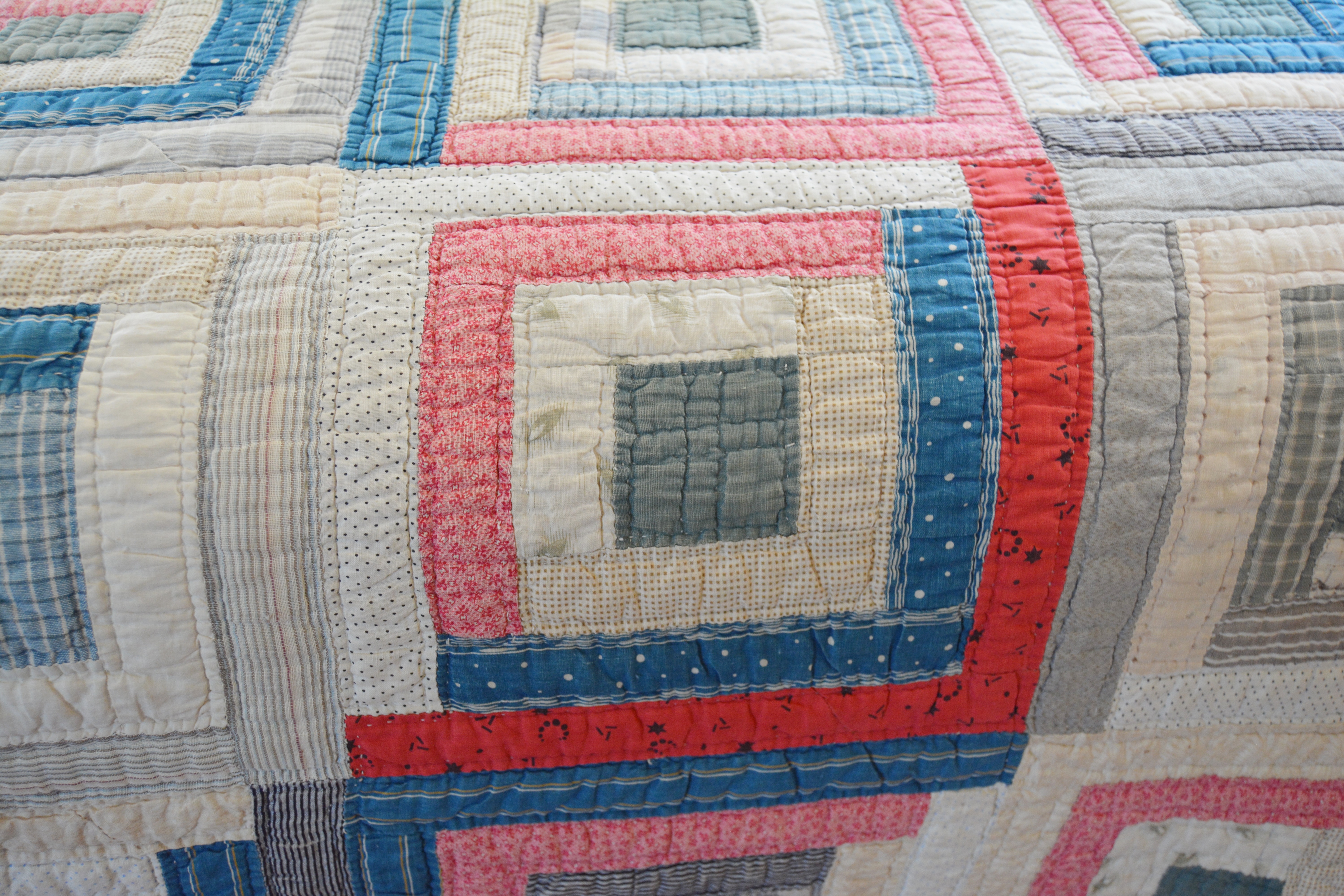 Antique Handmade "Log Cabin" Quilt EBTH