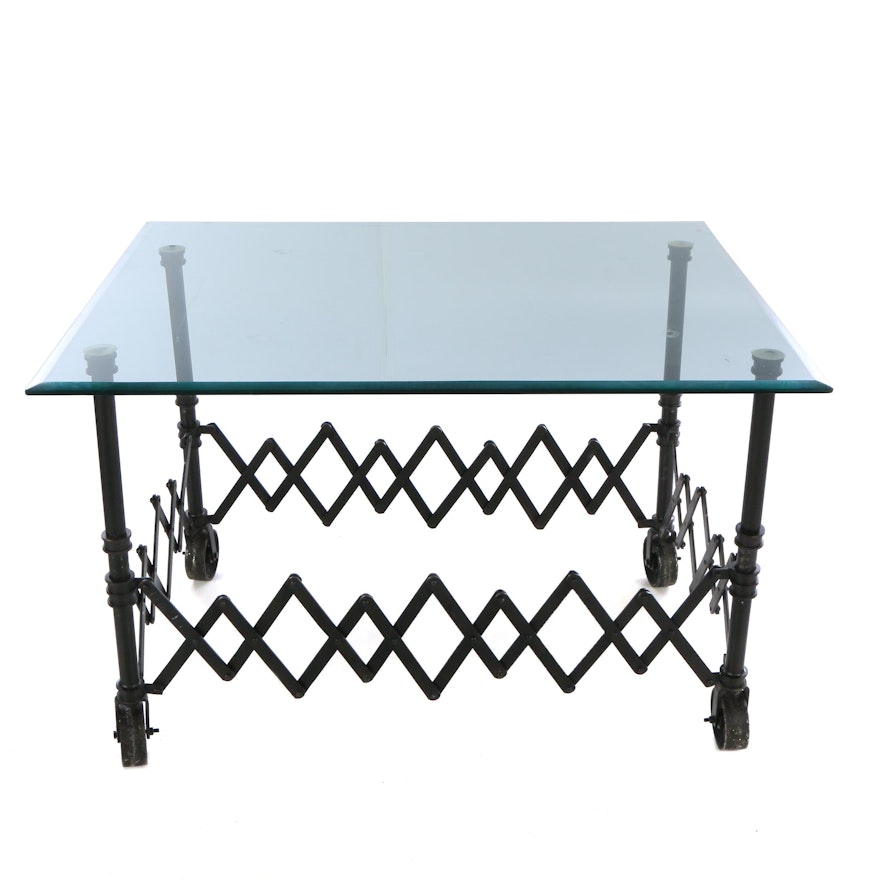 Adjustable Base Gurney Table with Glass Top