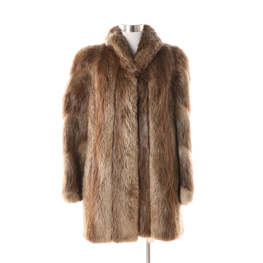 Women's Vintage The Evans Collection Brown Beaver Fur Coat