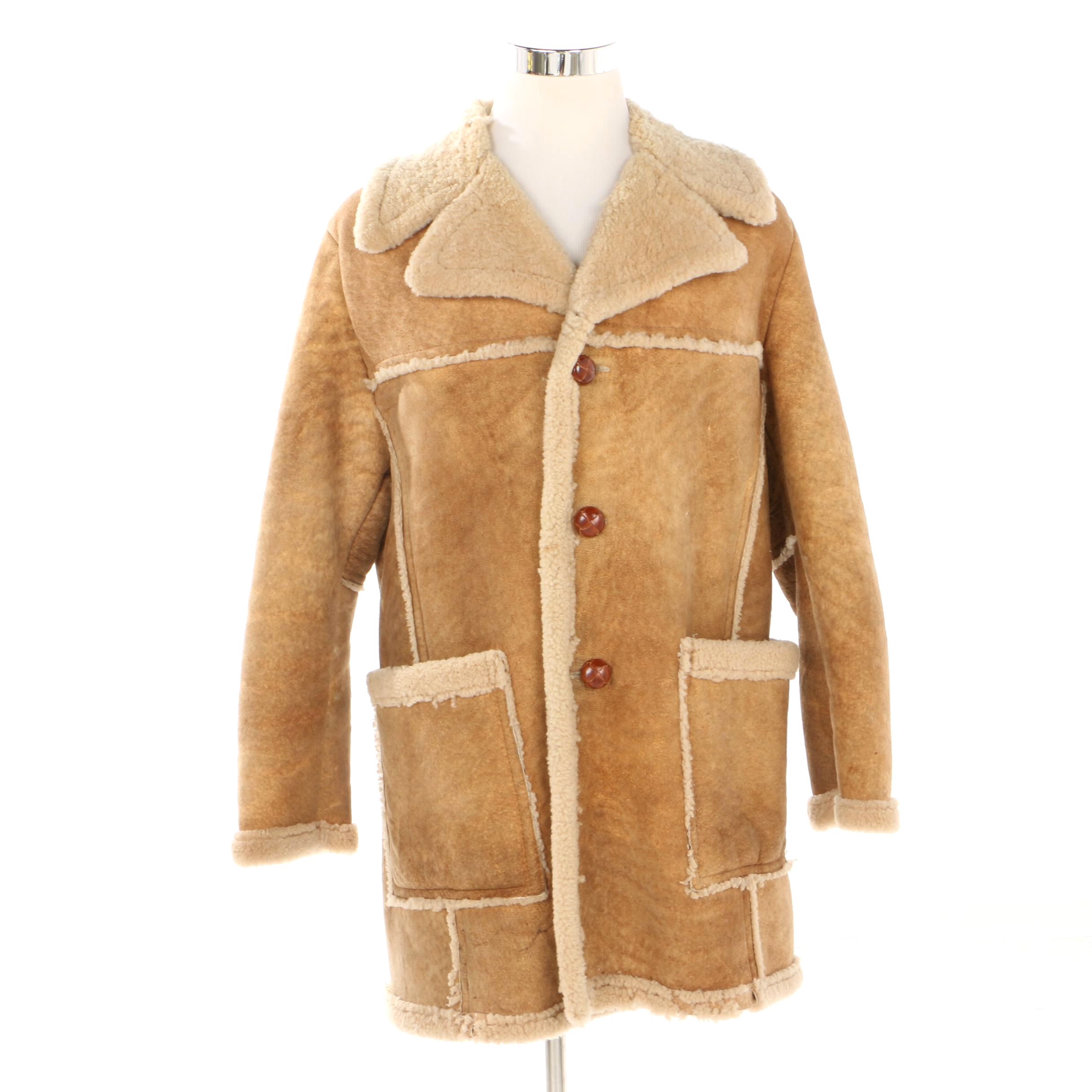 Men S Vintage Sawyer Suede And Shearling Barn Coat Ebth