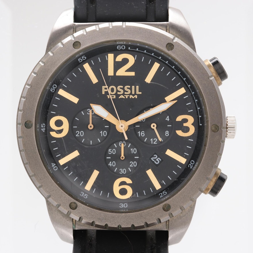 Fossil Silver Tone Chronograph Wristwatch