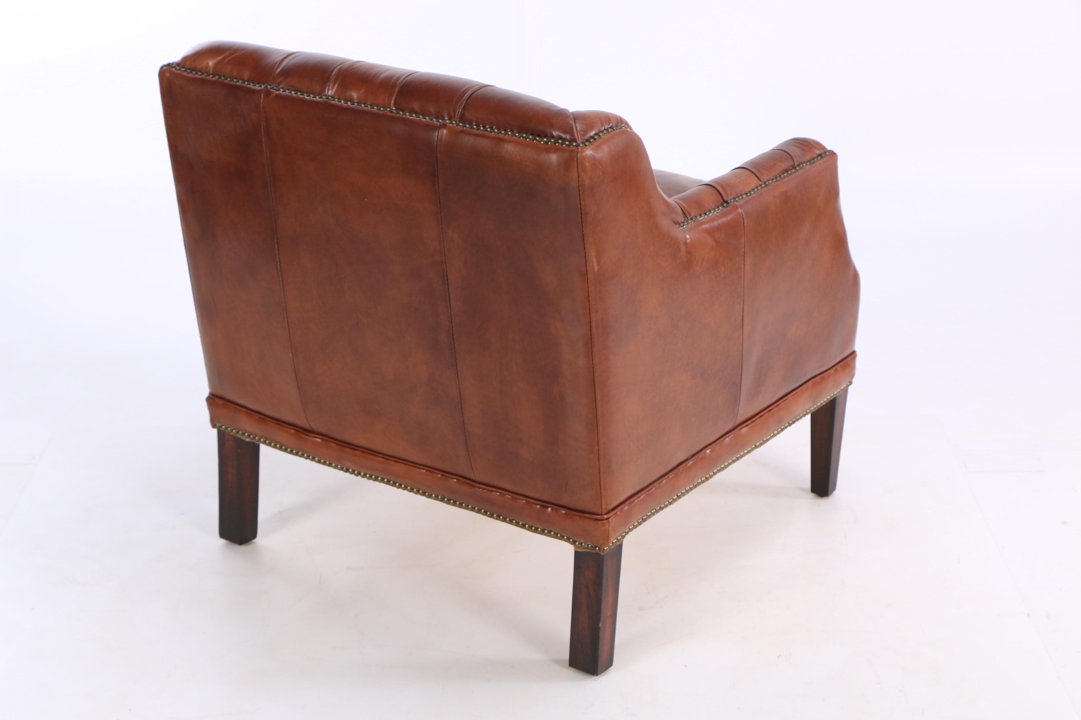 "Chatsworth" Cognac Leather Club Chairs by Blue Ocean Traders EBTH