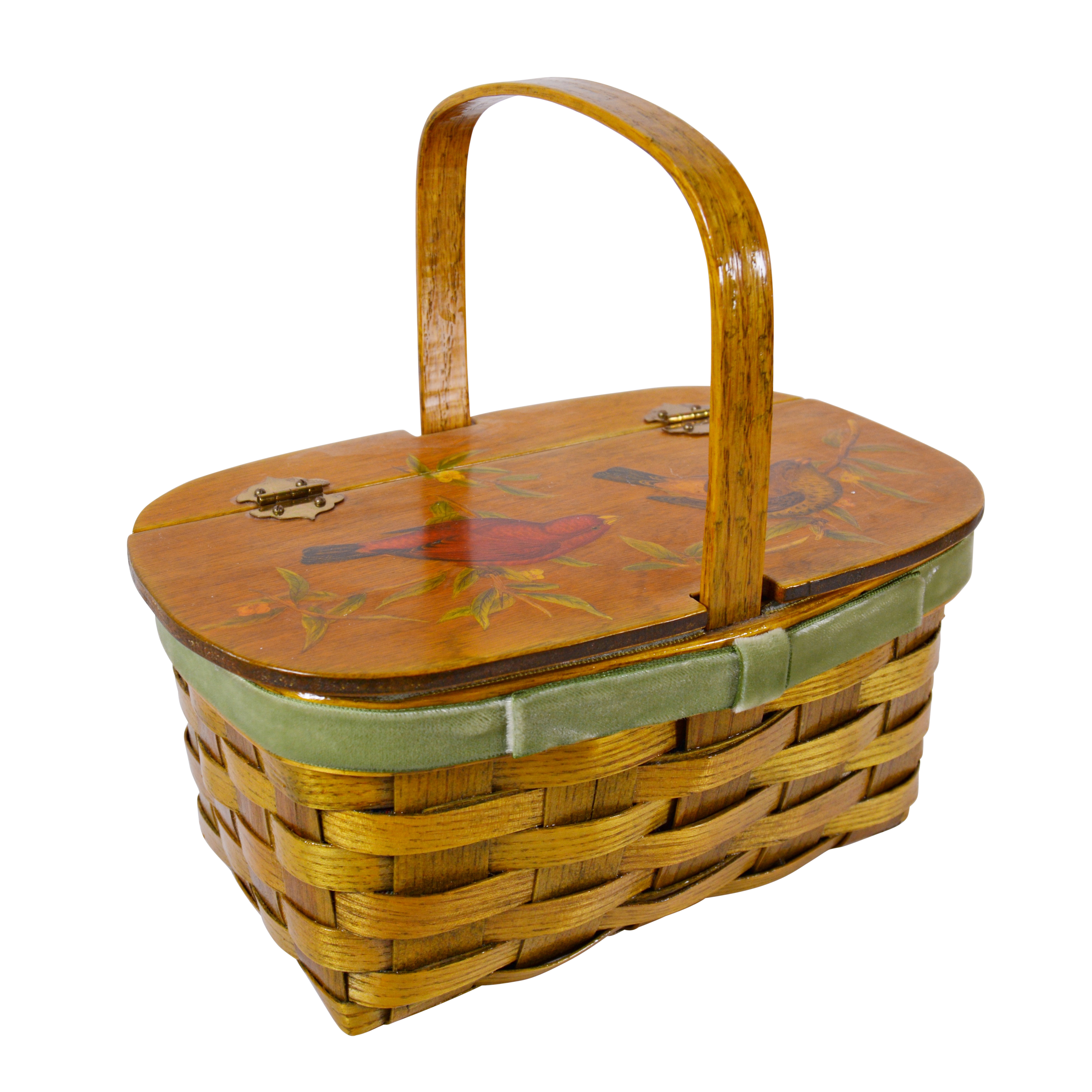 1970 Vintage Woven Basket Purse With Painted Lid EBTH