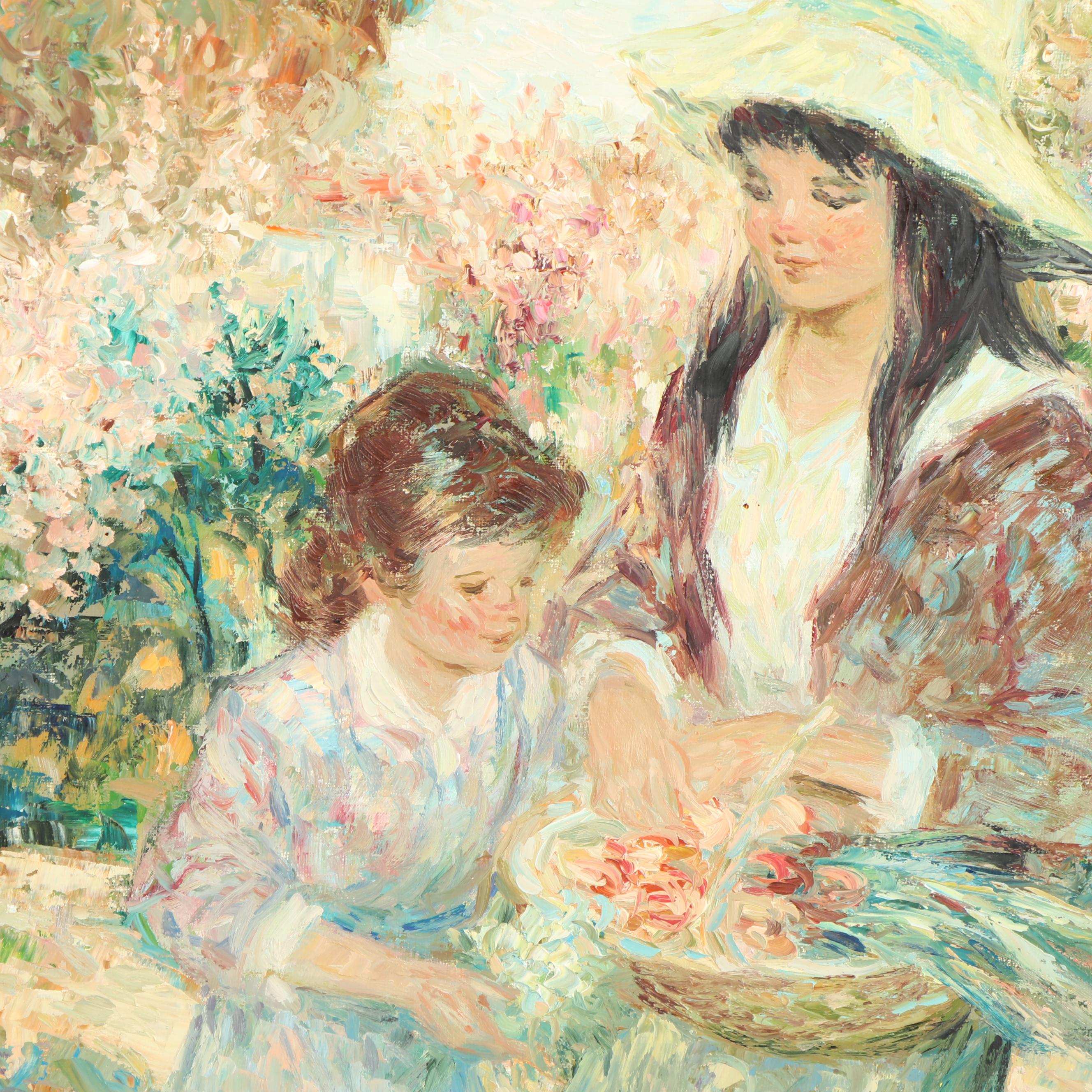 PierreEugene Duteurtre Oil Painting "Au Jardin" EBTH