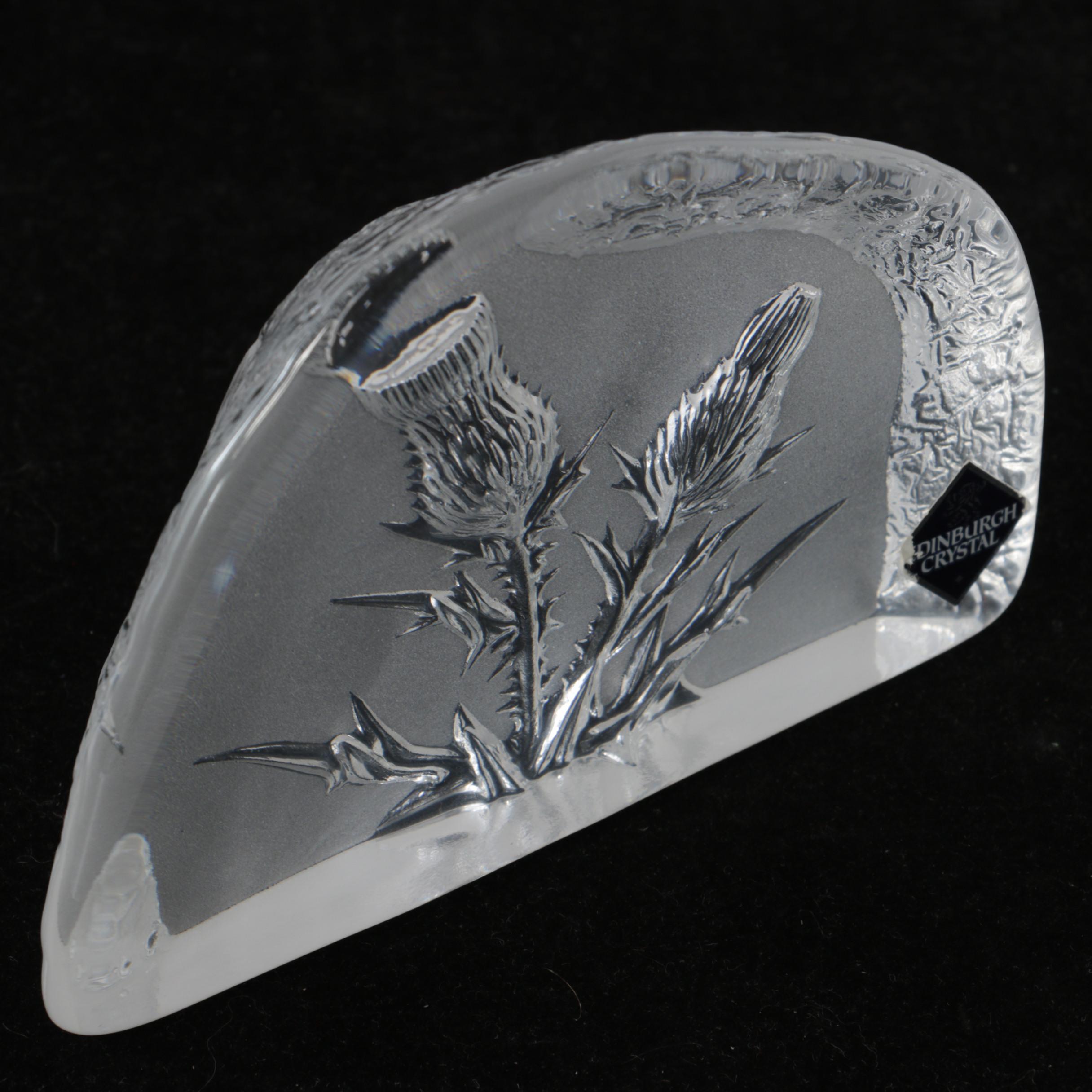 Edinburgh Crystal "Thistle" Paperweight EBTH