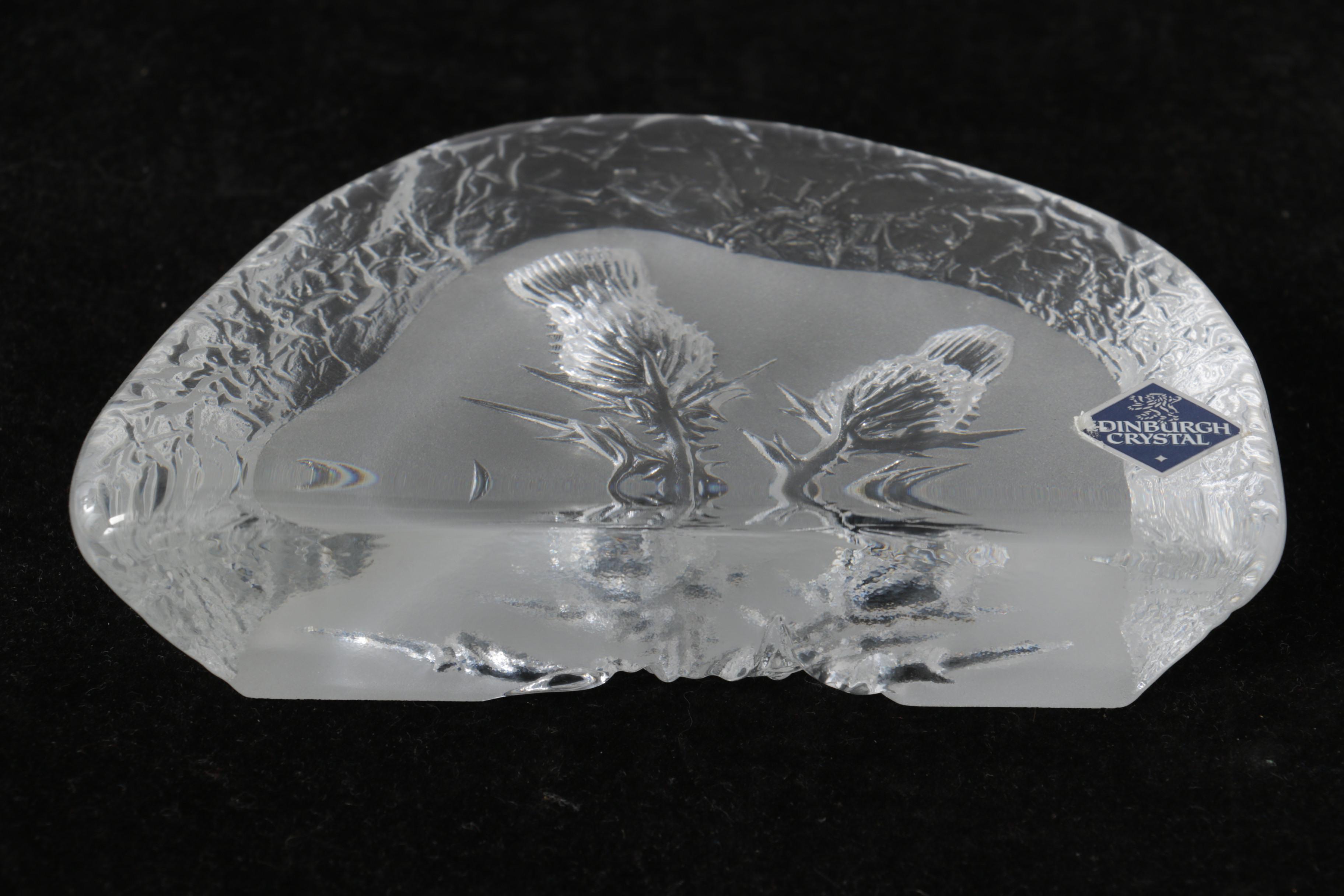 Edinburgh Crystal "Thistle" Paperweight EBTH