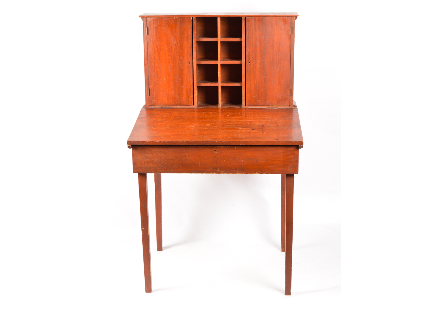 Rustic Pine Slant Top Writing Desk With Cabinet 19th Century Ebth