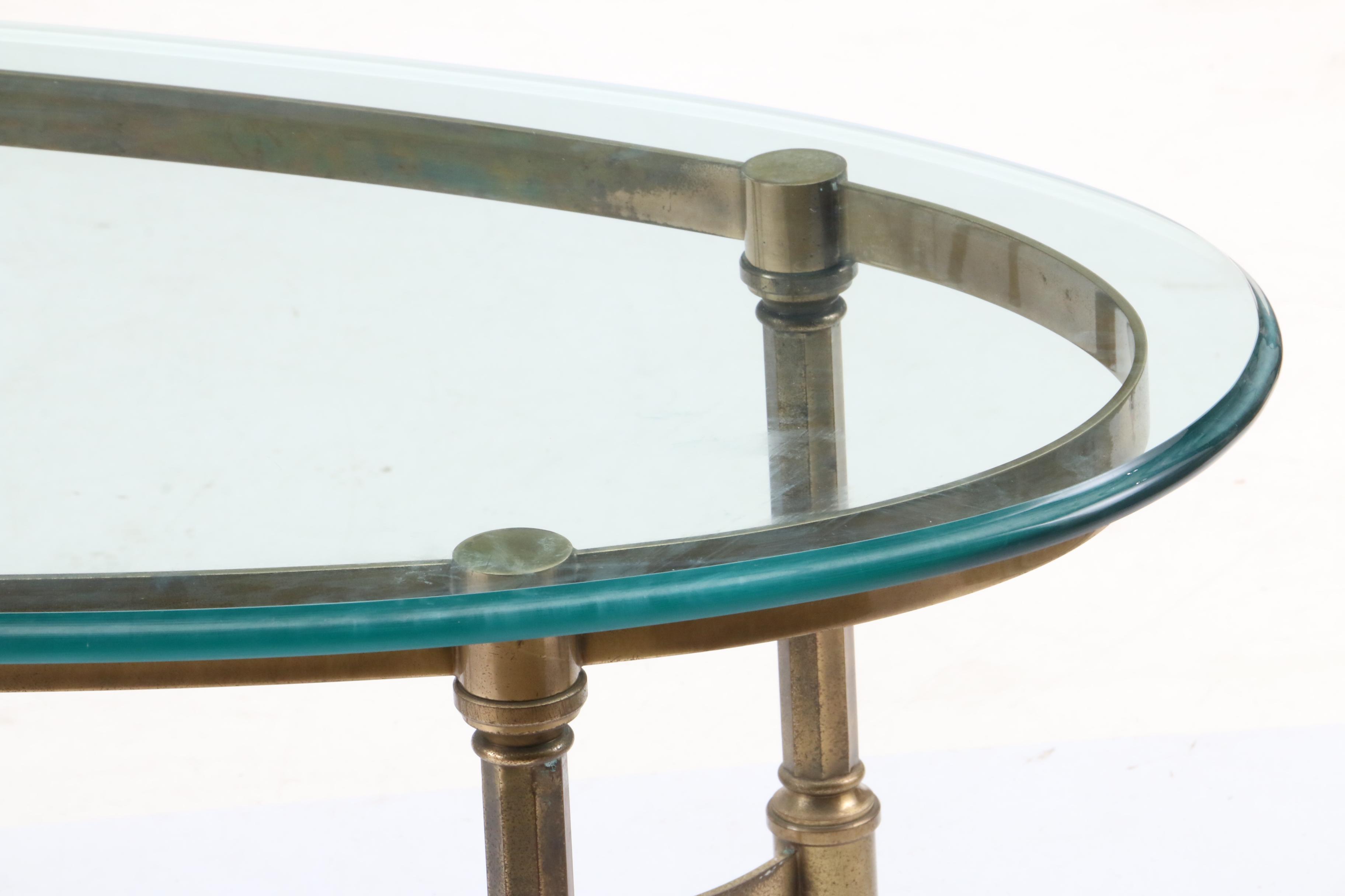 Oval Glass Top Brass Coffee Table EBTH
