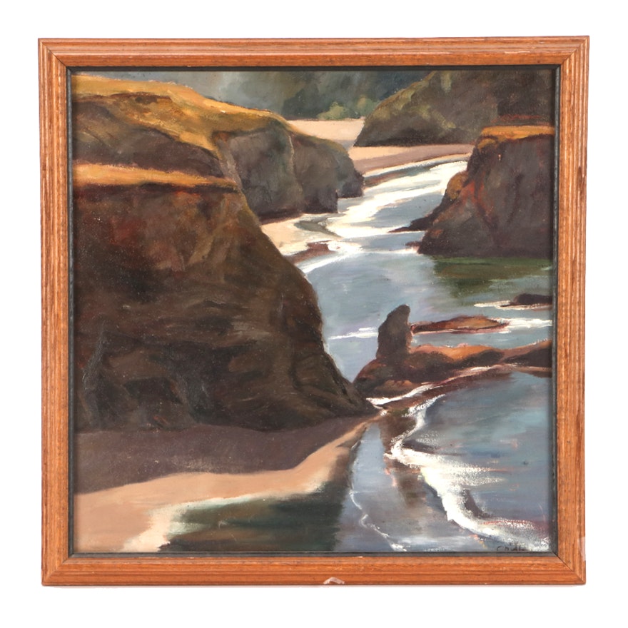 Paul Chidlaw Oil Landscape Painting "Mendocino Coast"