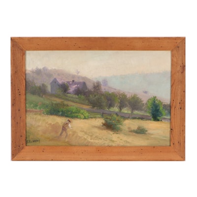 T. C. Lindsay Oil Painting "In the Fields"