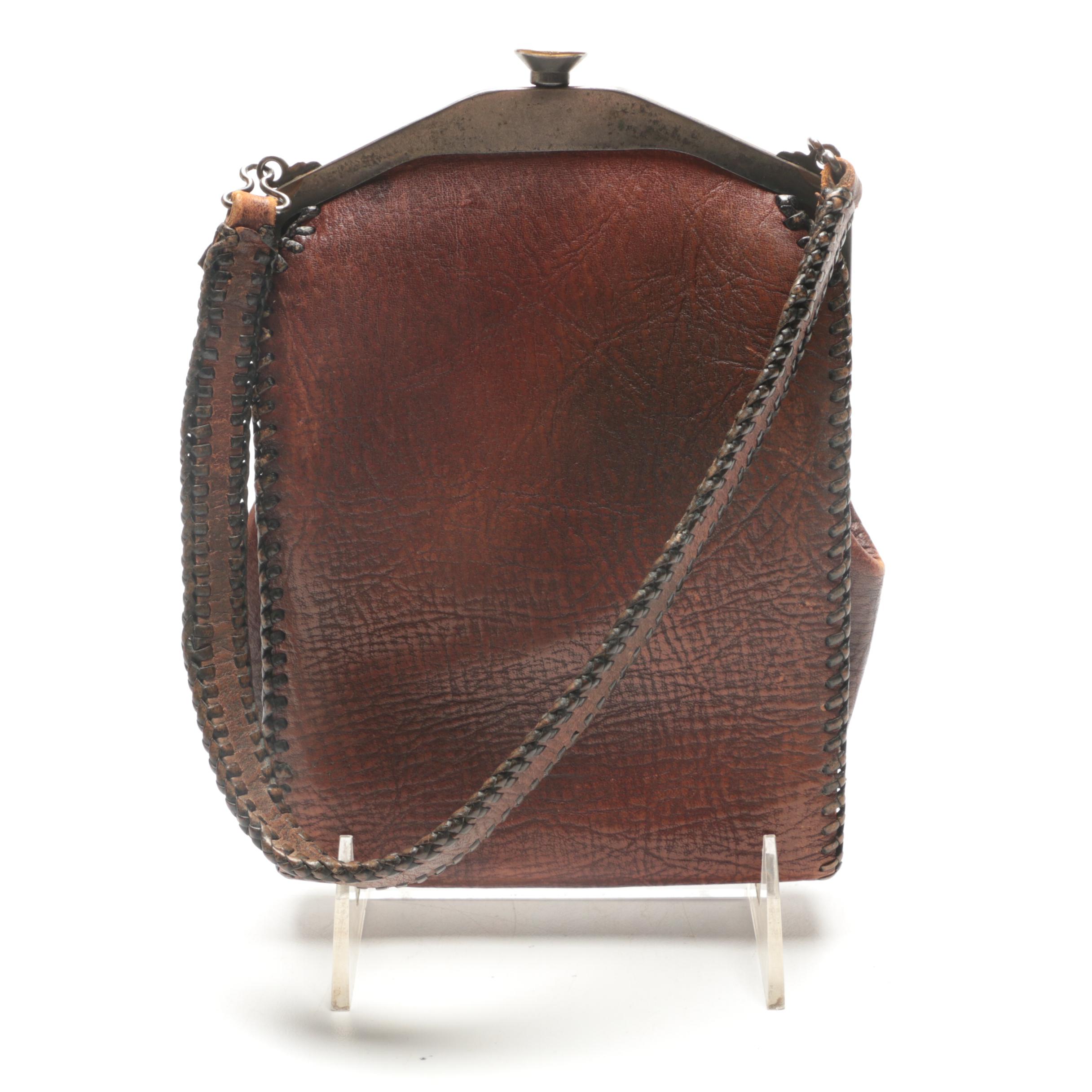 1910s Antique Nocona Bags Arts & Crafts Tooled Leather Frame Bag EBTH