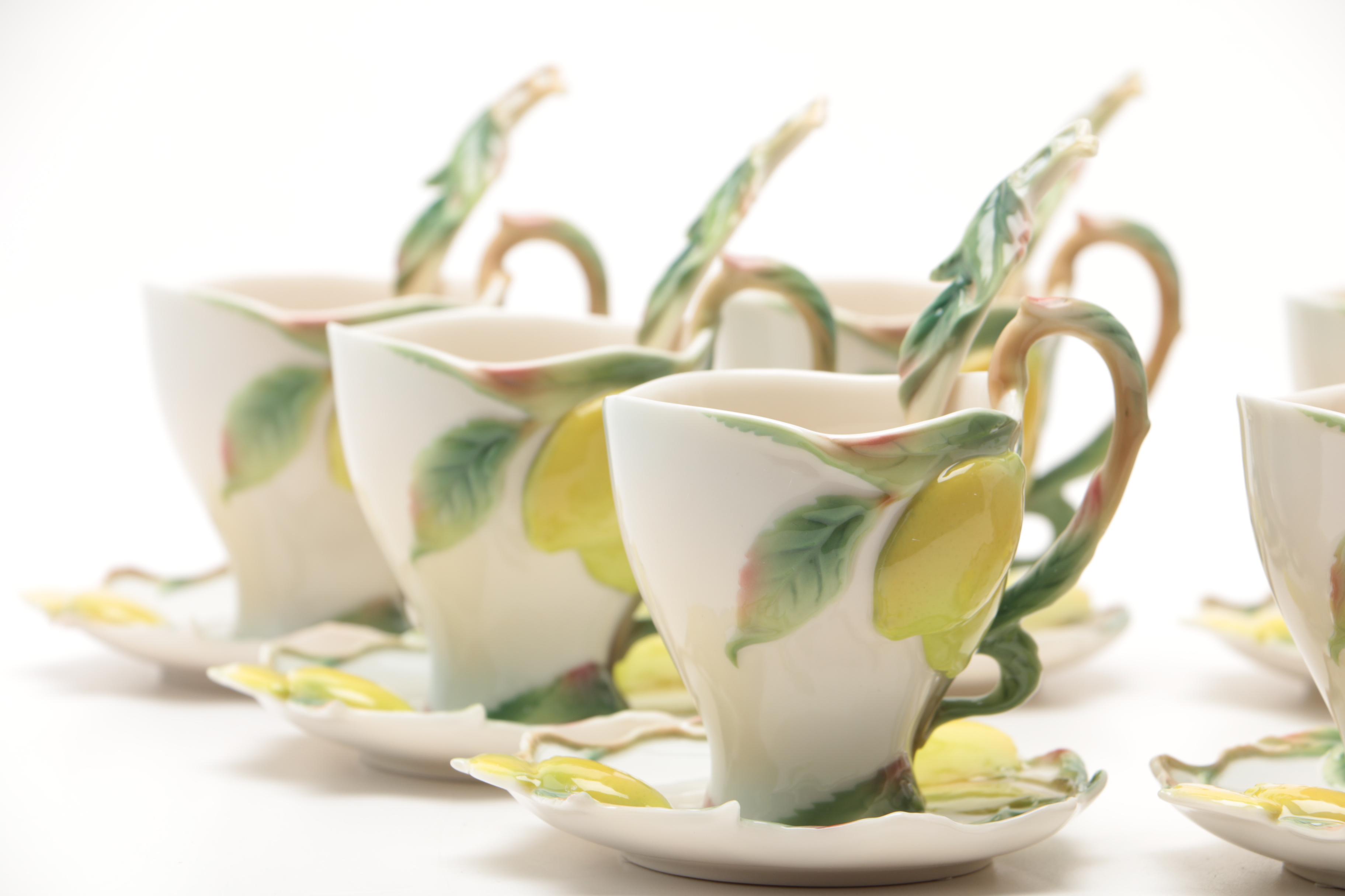 Franz Collection Lemon Tea Cups And Saucers EBTH