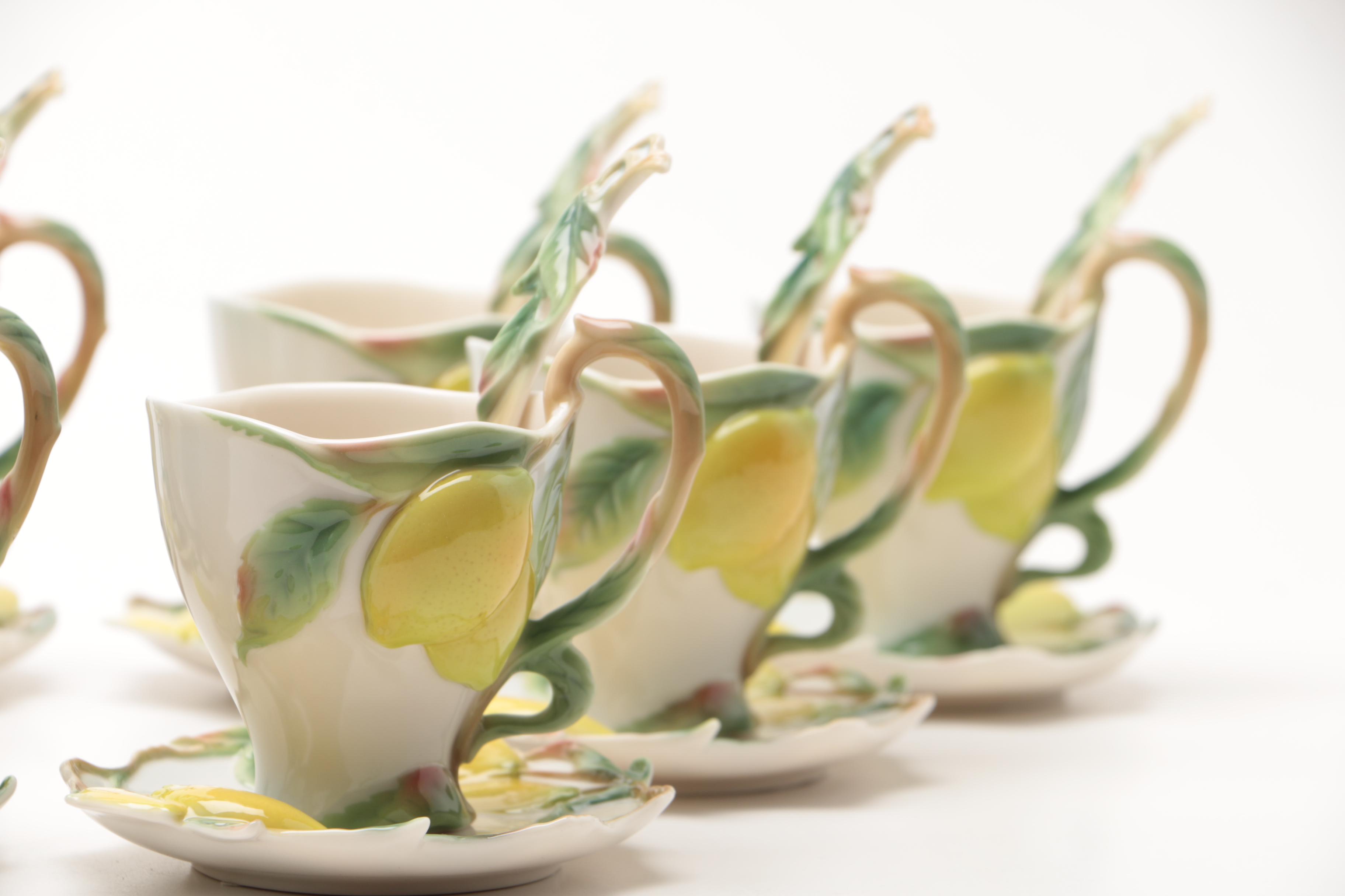 Franz Collection Lemon Tea Cups And Saucers EBTH