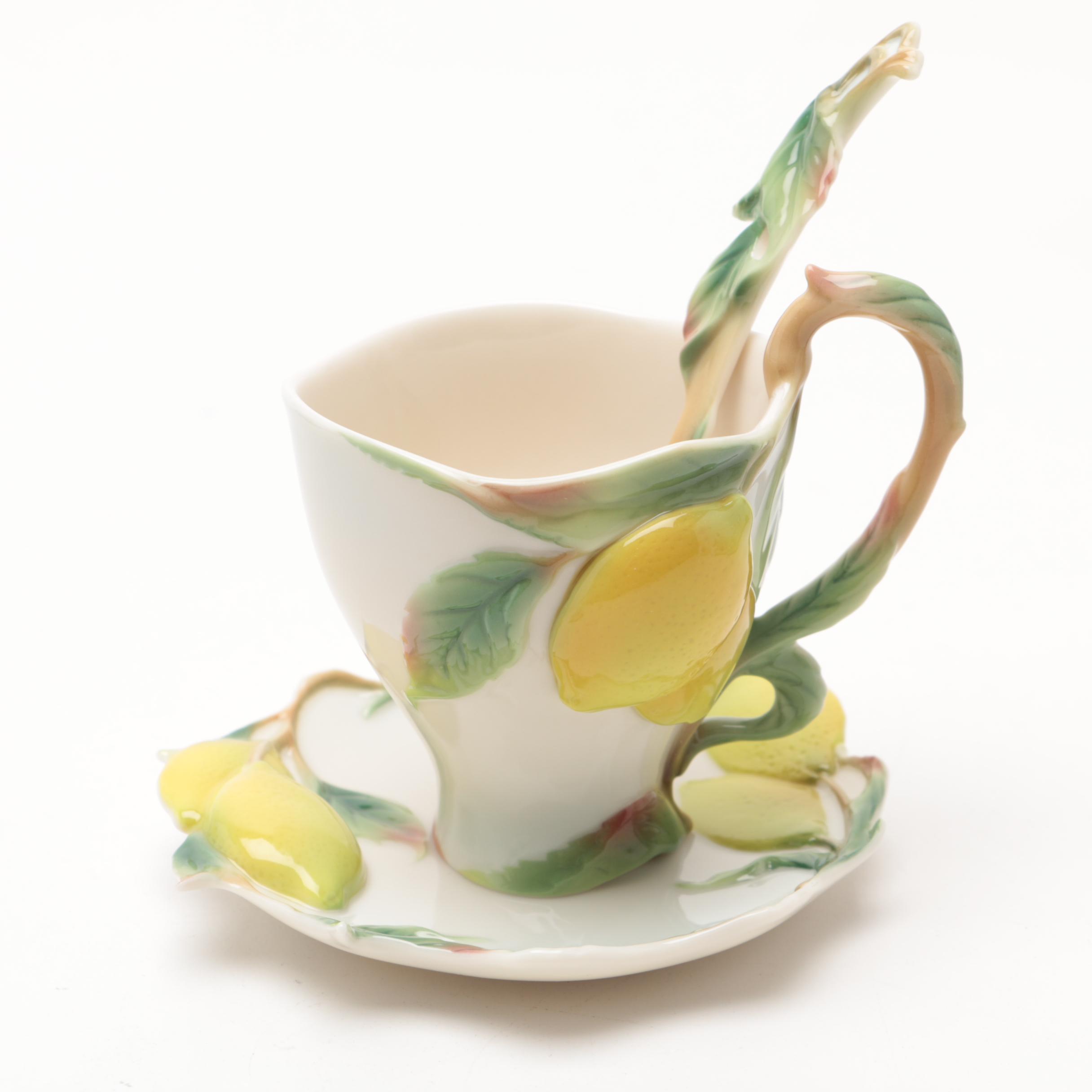 Franz Collection Lemon Tea Cups And Saucers EBTH