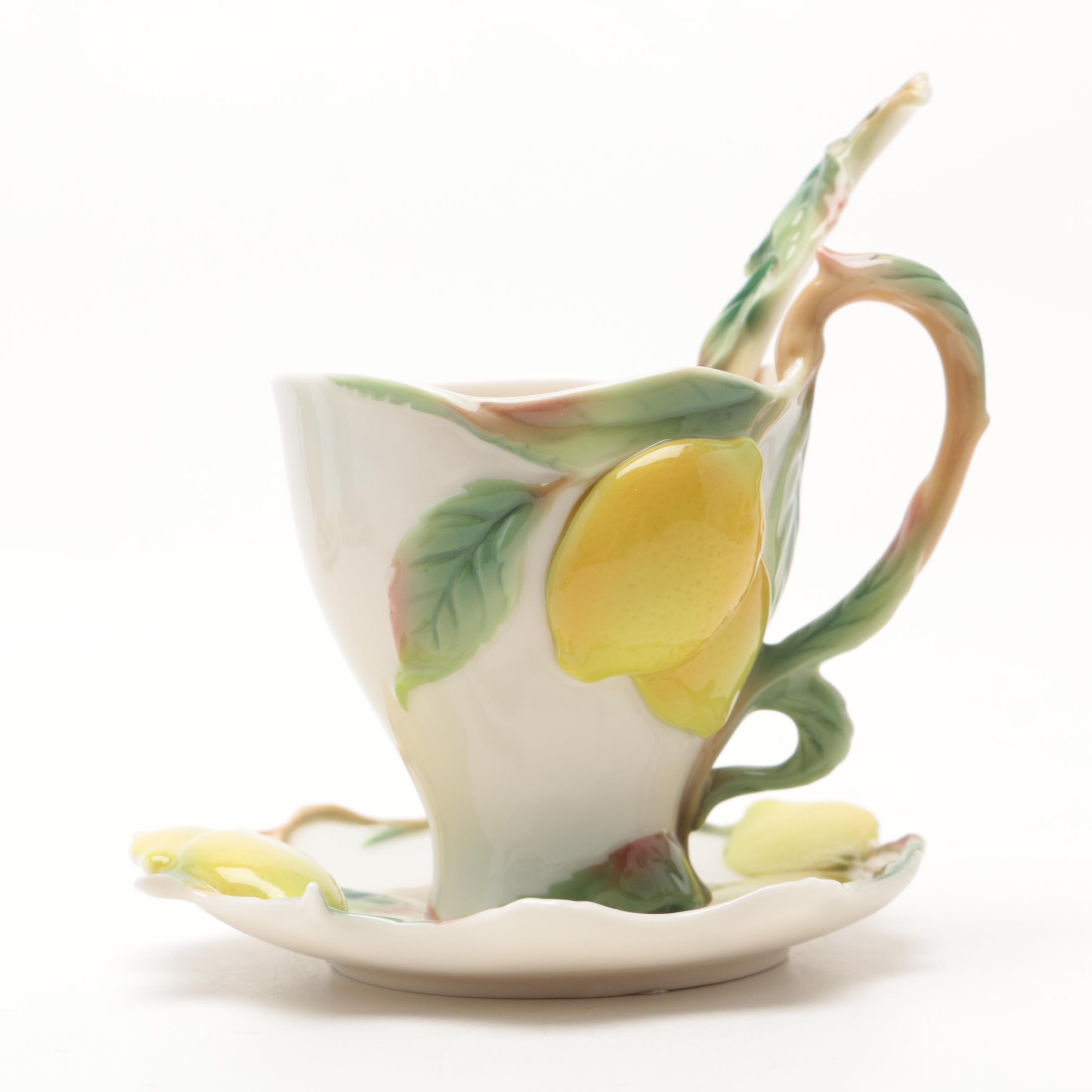 Franz Collection Lemon Tea Cups And Saucers EBTH