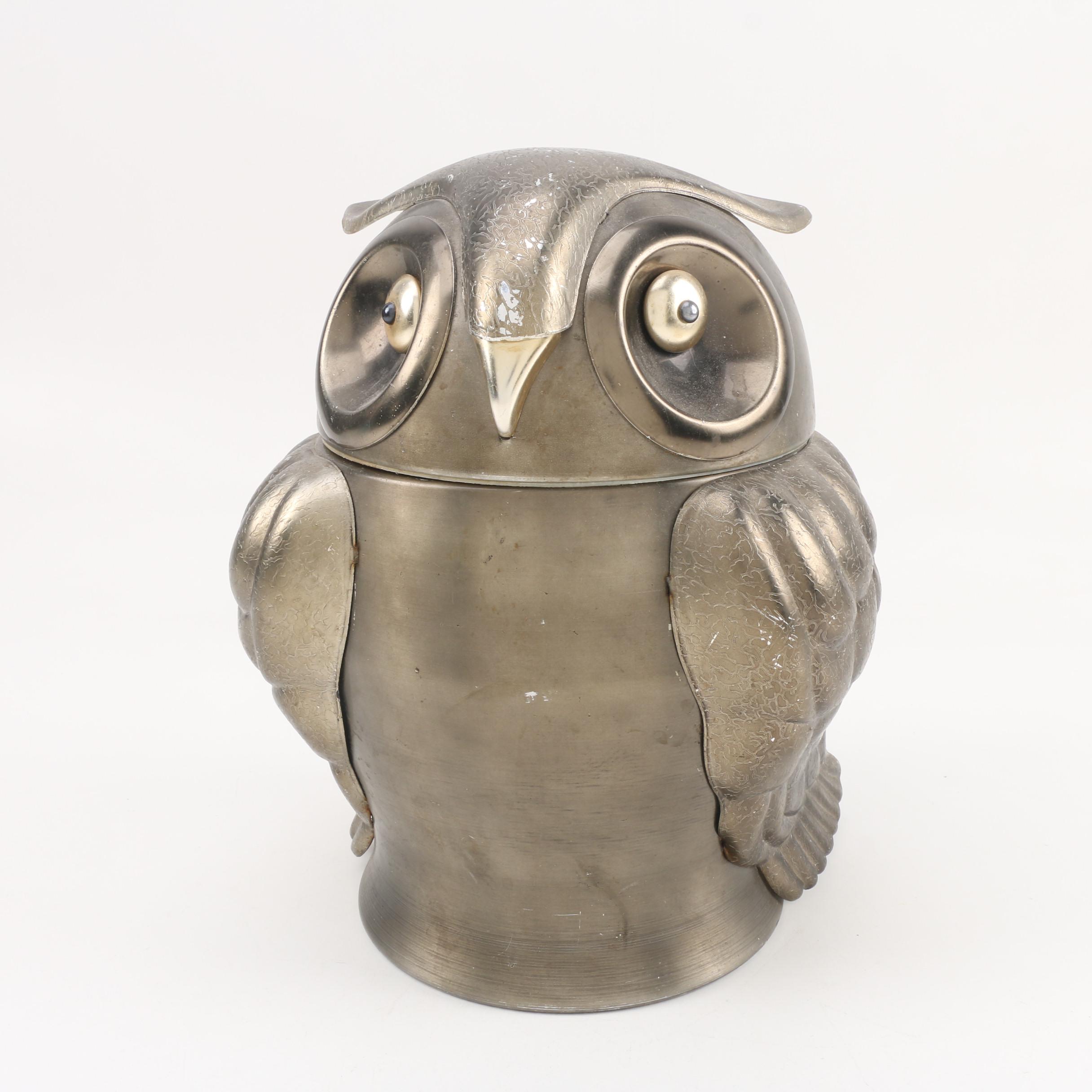 MidCentury Metal Owl Ice Bucket EBTH