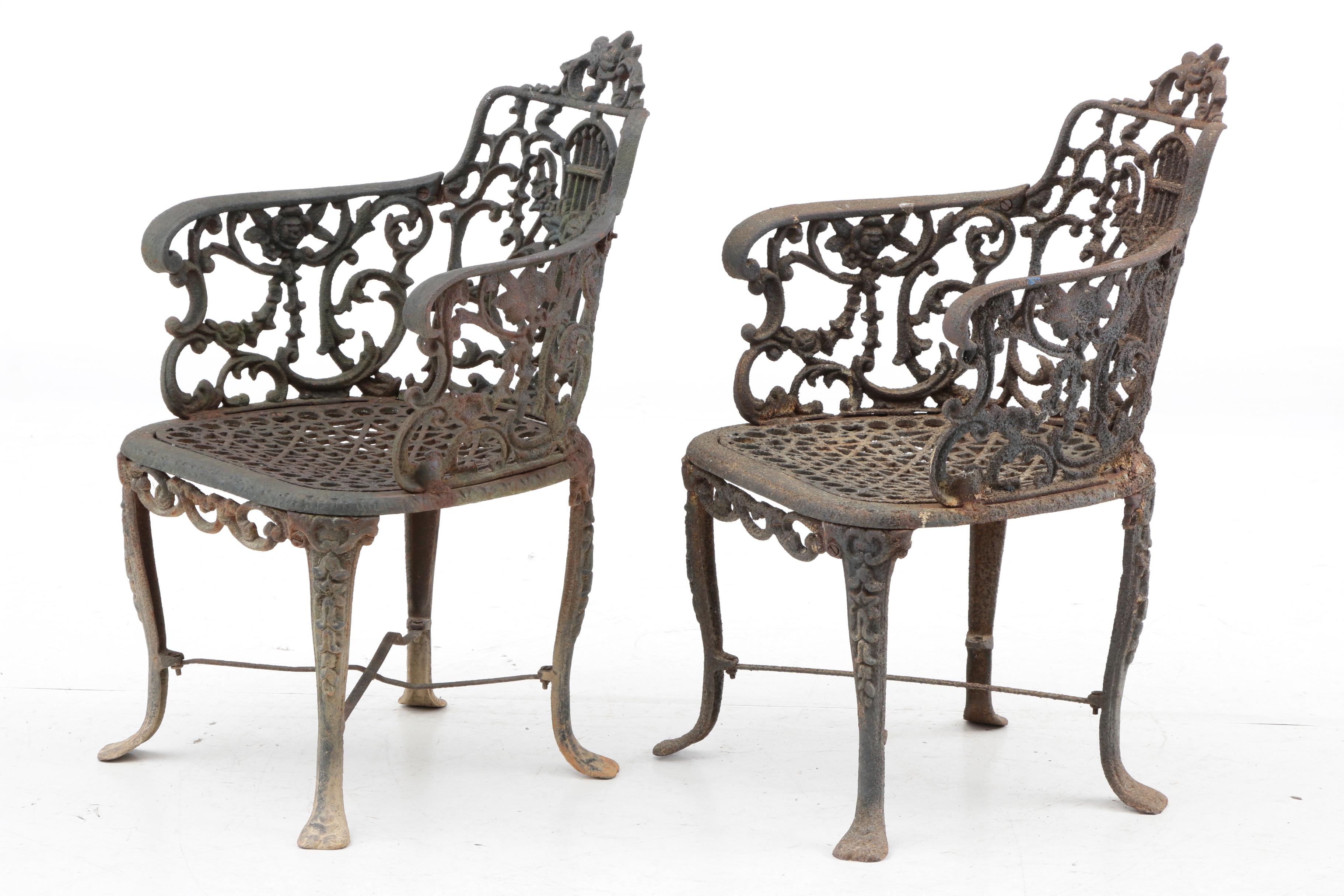 Victorian Cast Iron Garden Chairs, 19th Century EBTH