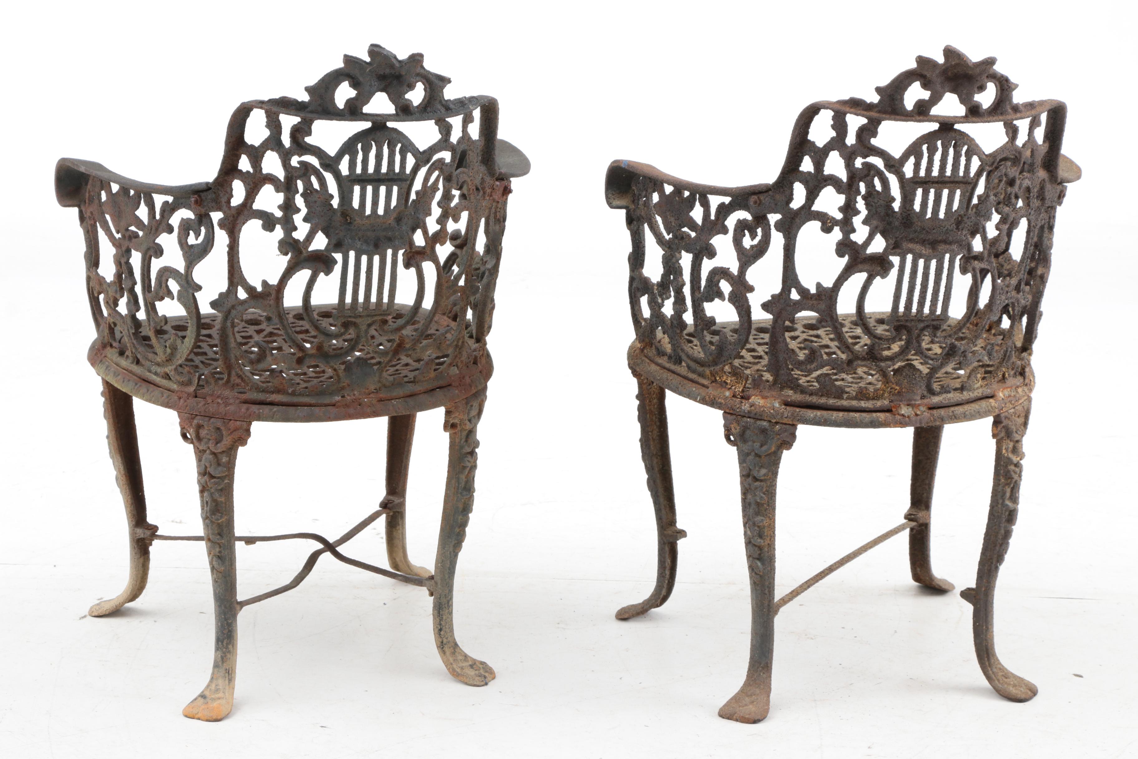 Victorian Cast Iron Garden Chairs, 19th Century EBTH