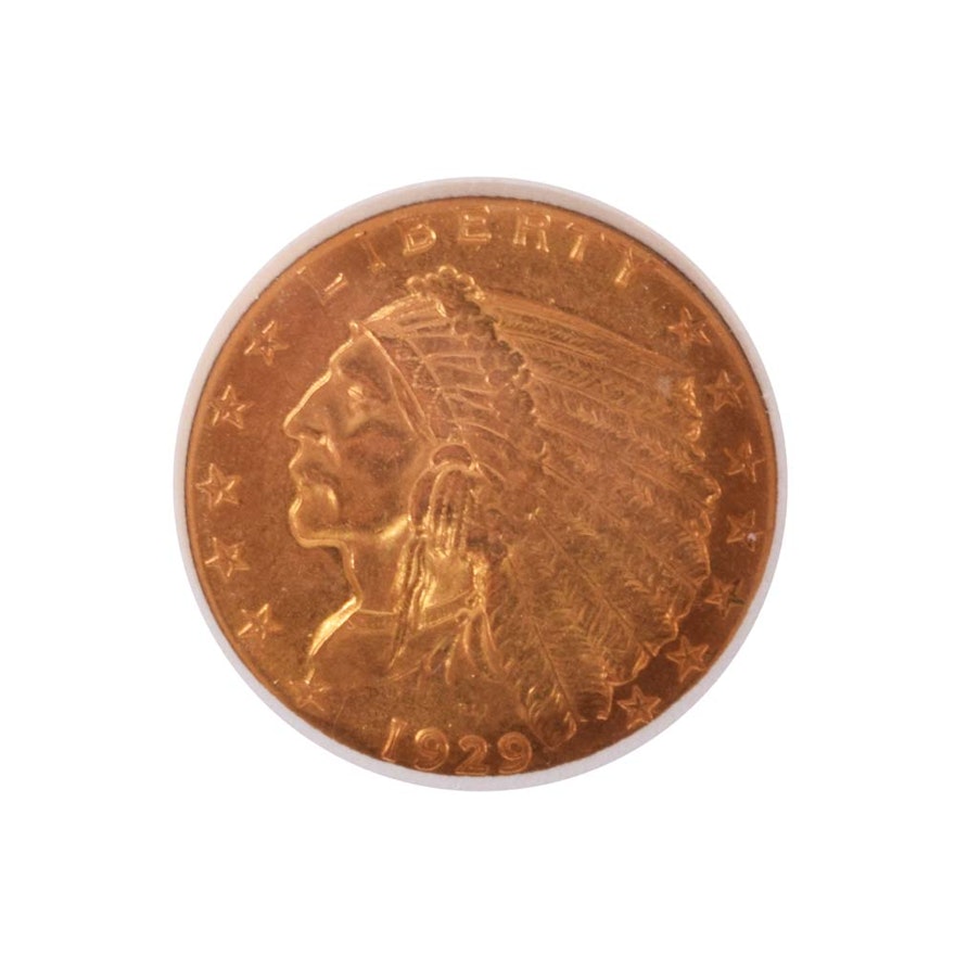1929 Indian Head 250 Quarter Eagle Gold Coin