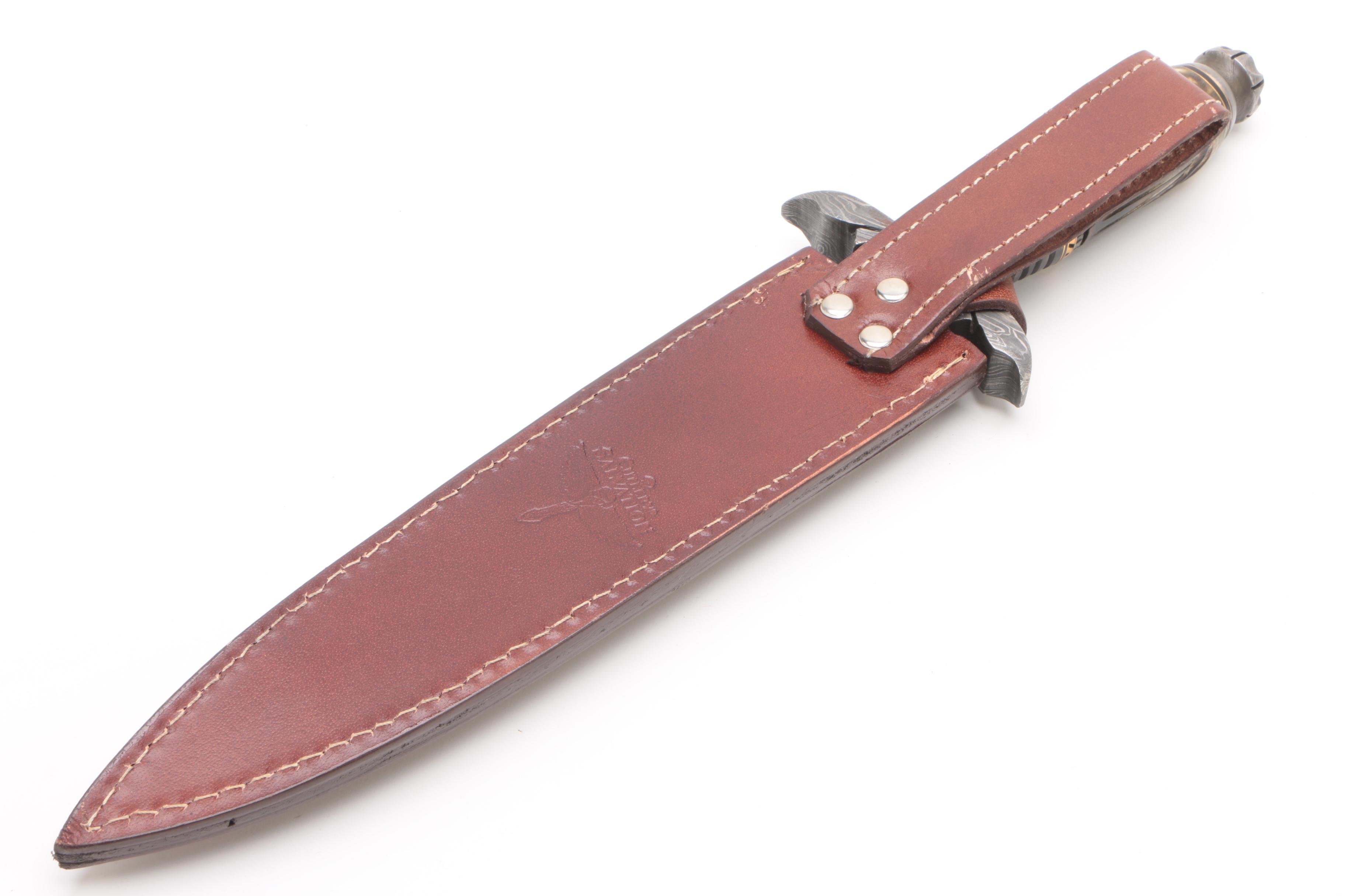 Cutlery Salvation Damascus Steel Dagger with Leather Sheath EBTH