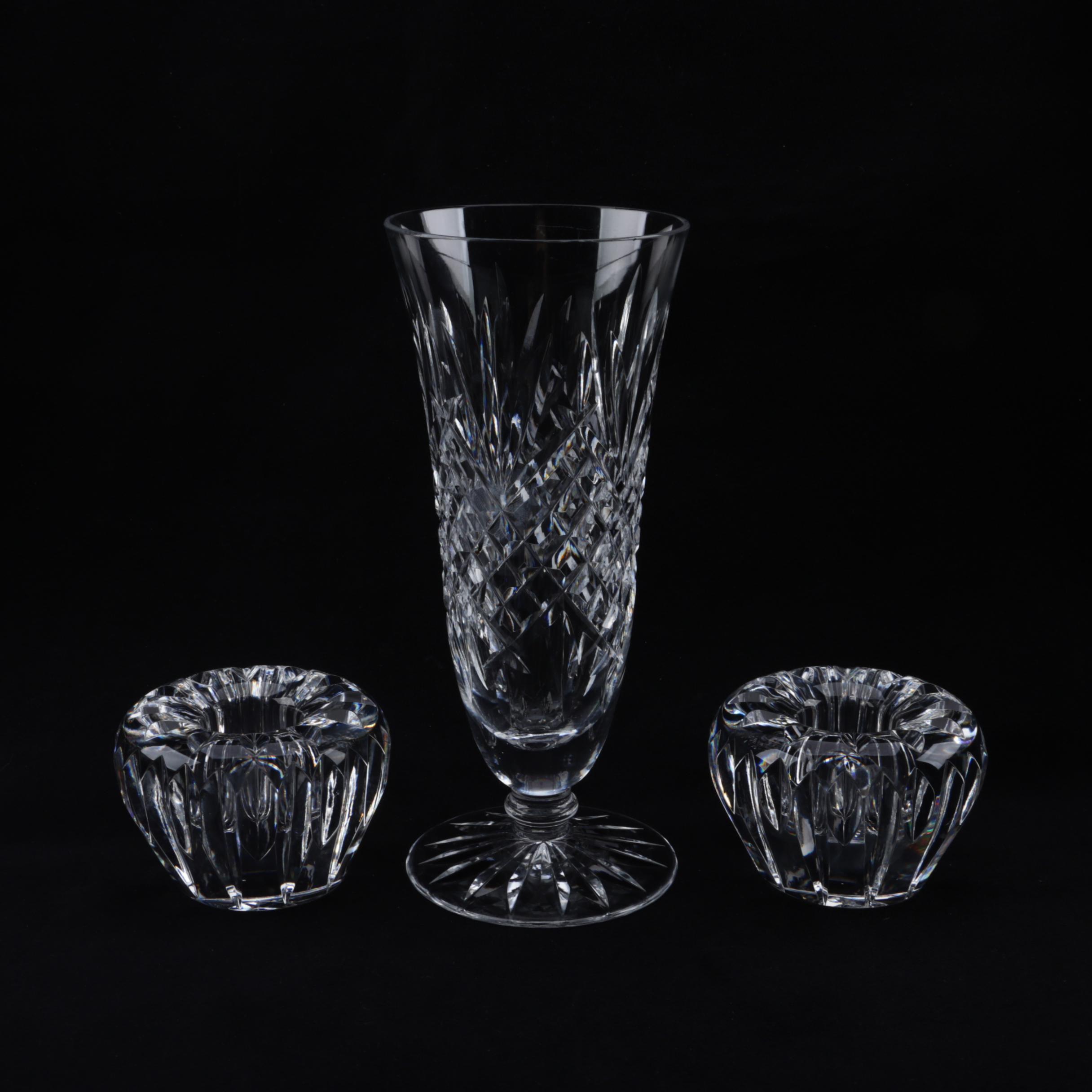 Waterford Crystal "Killarney" Vase and Candleholders EBTH