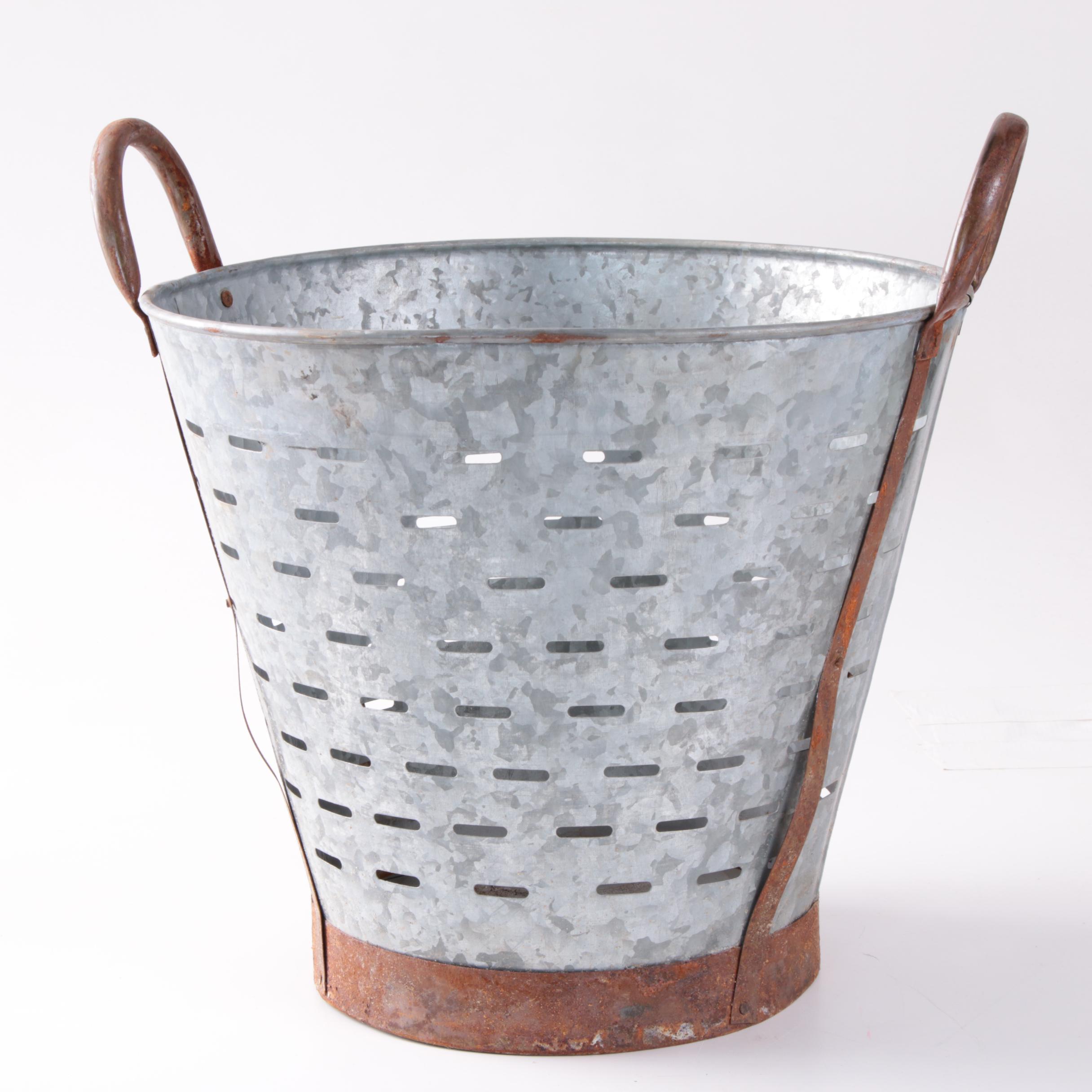 Galvanized Metal Olive Buckets EBTH