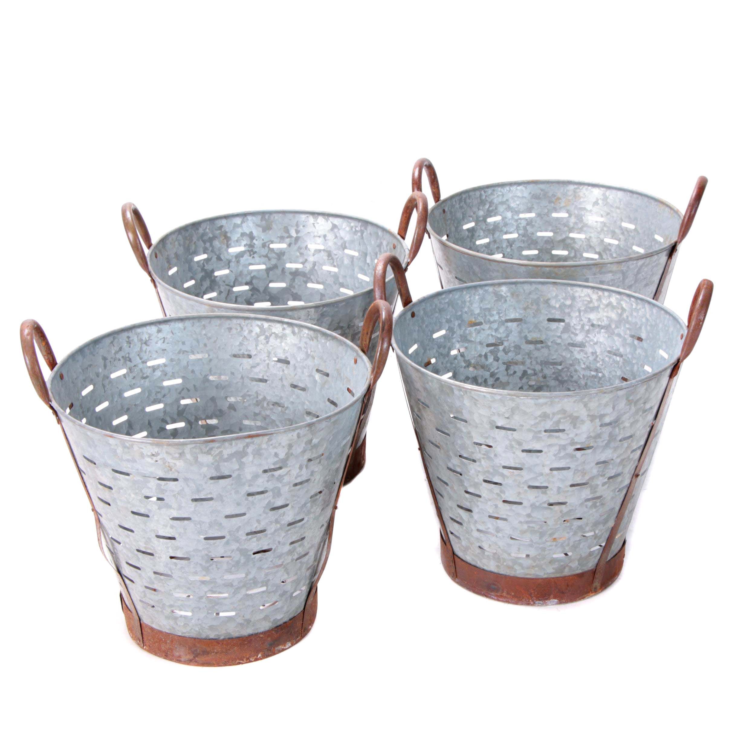 Galvanized Metal Olive Buckets EBTH
