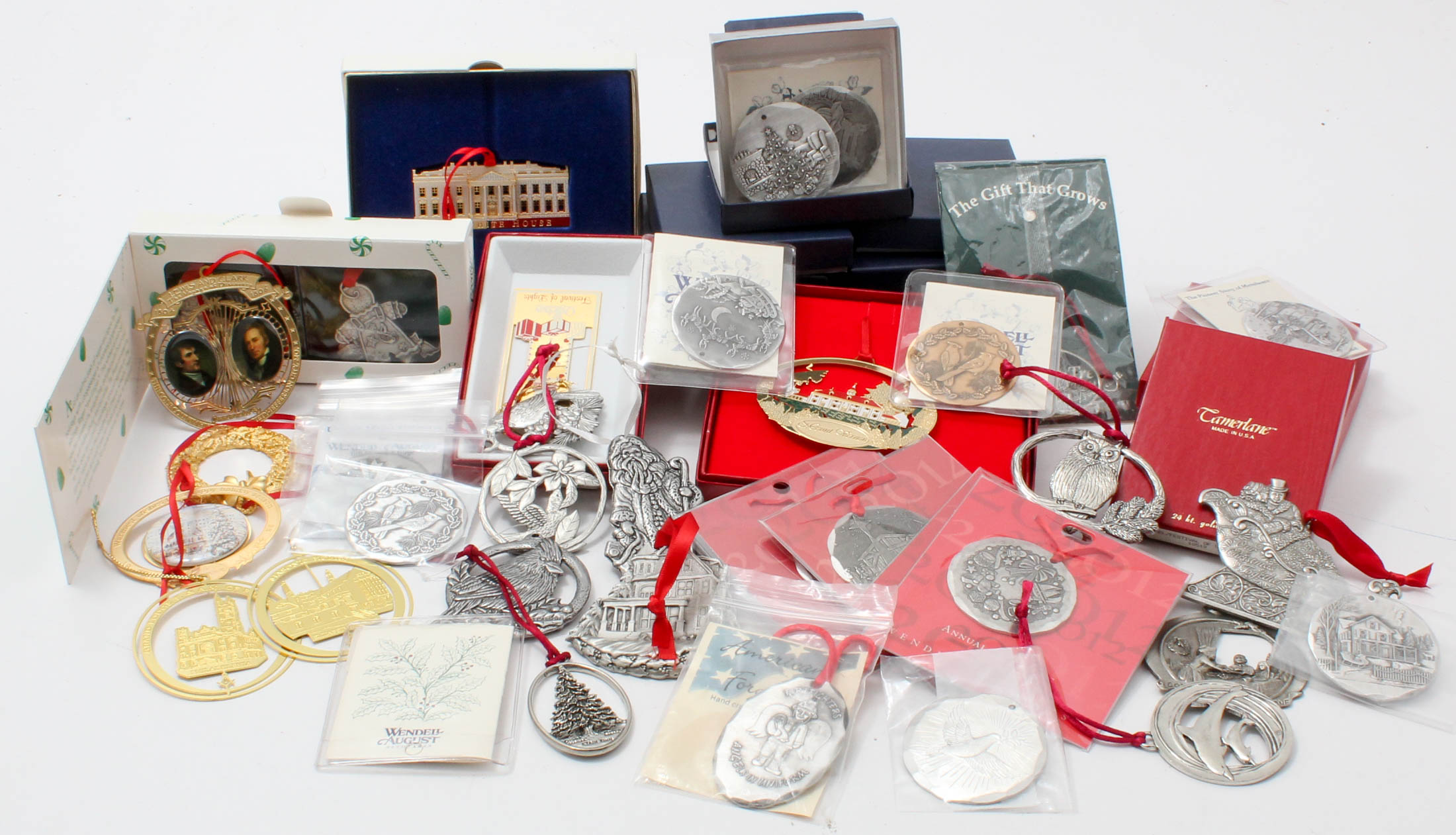 Collectible Pewter, Bronze and Gold Wash Christmas Ornaments EBTH