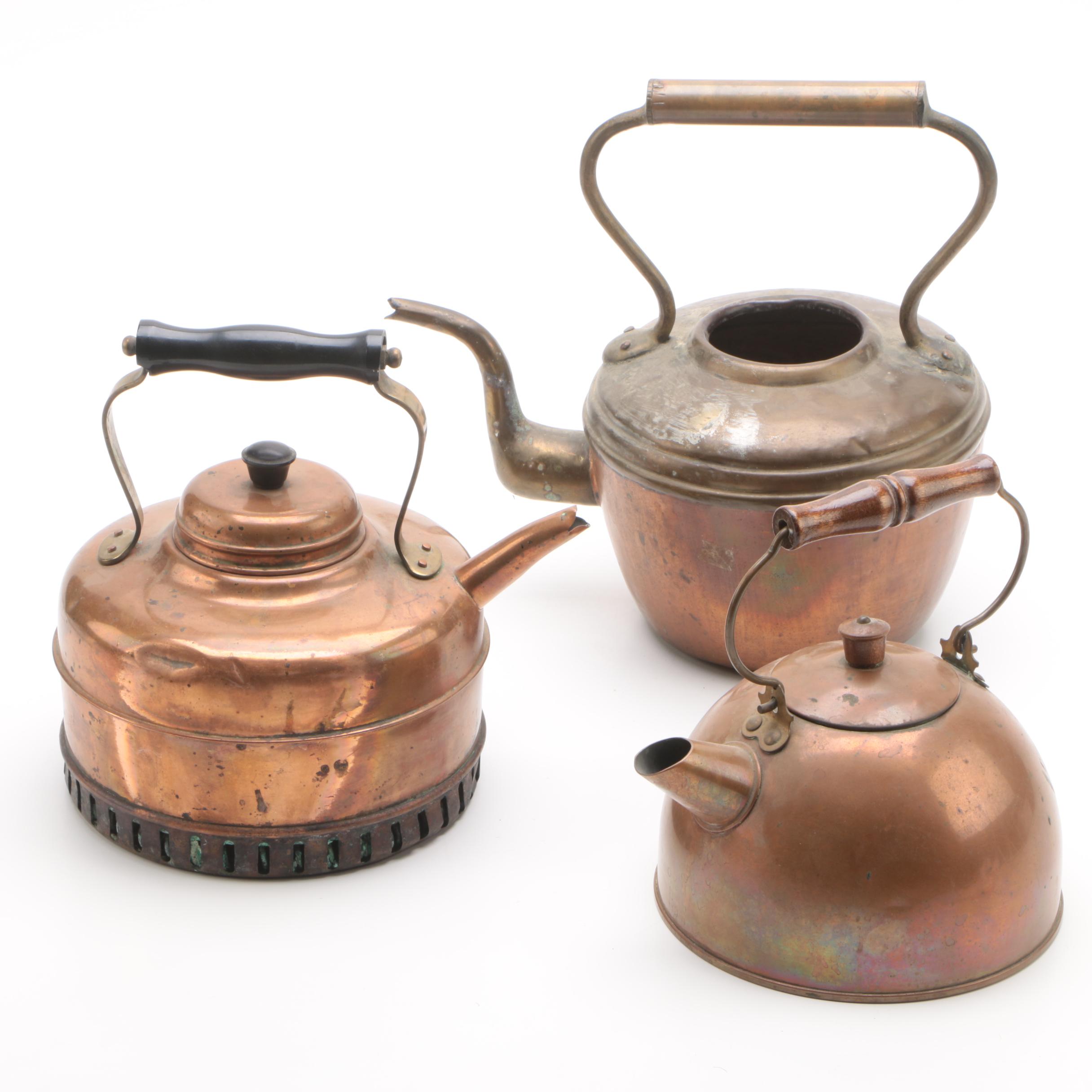 Vintage Copper and Brass Tea Kettles featuring Revere Ware EBTH