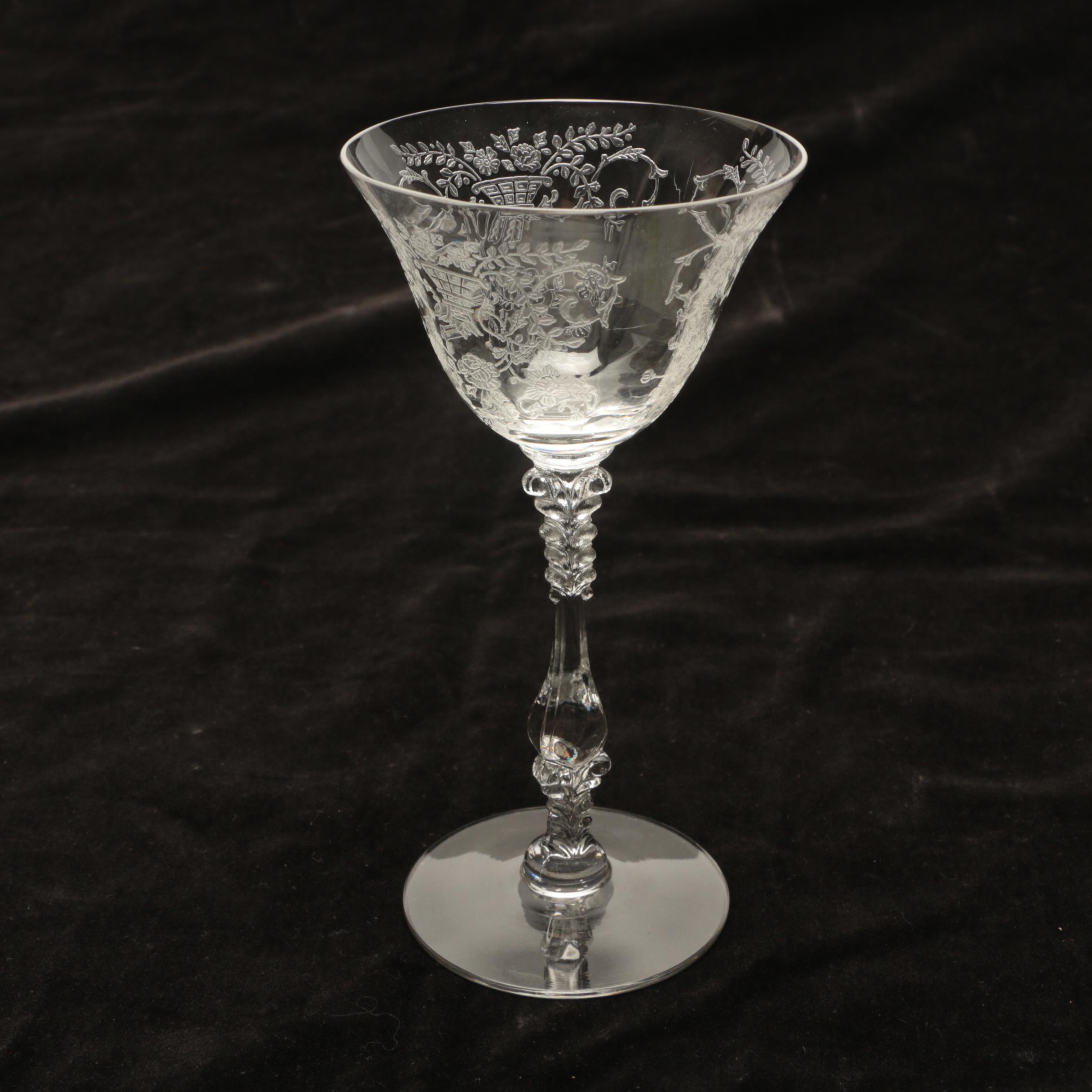 Fostoria Style Etched Glass Cordial Glasses EBTH