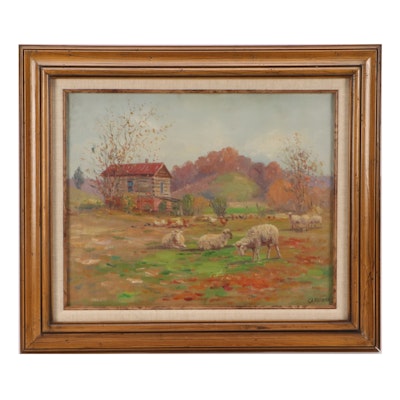 Charles Alfred Meurer Oil Painting of Pastoral Scene