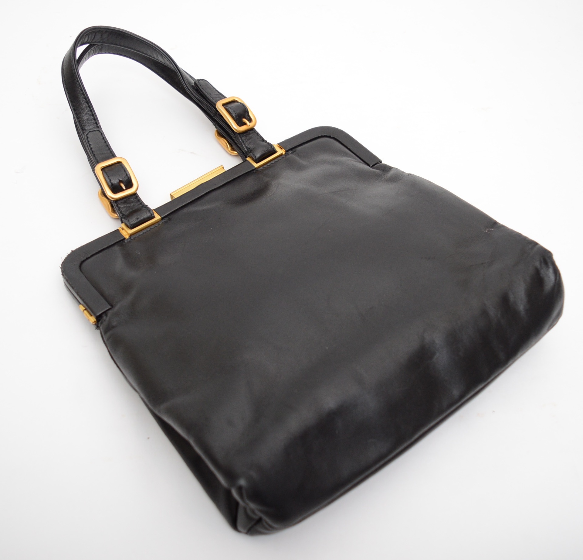 Vintage Prada Black Leather Handbag EBTH