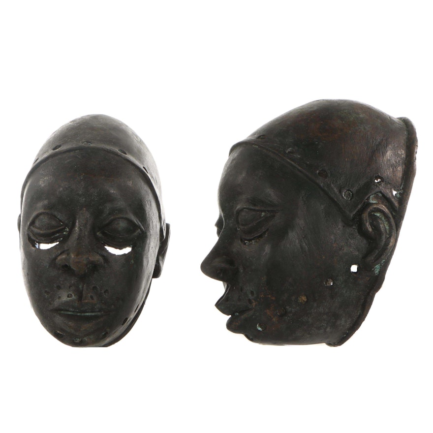 20th Century Decorative Copper Alloy Obalufon Masks